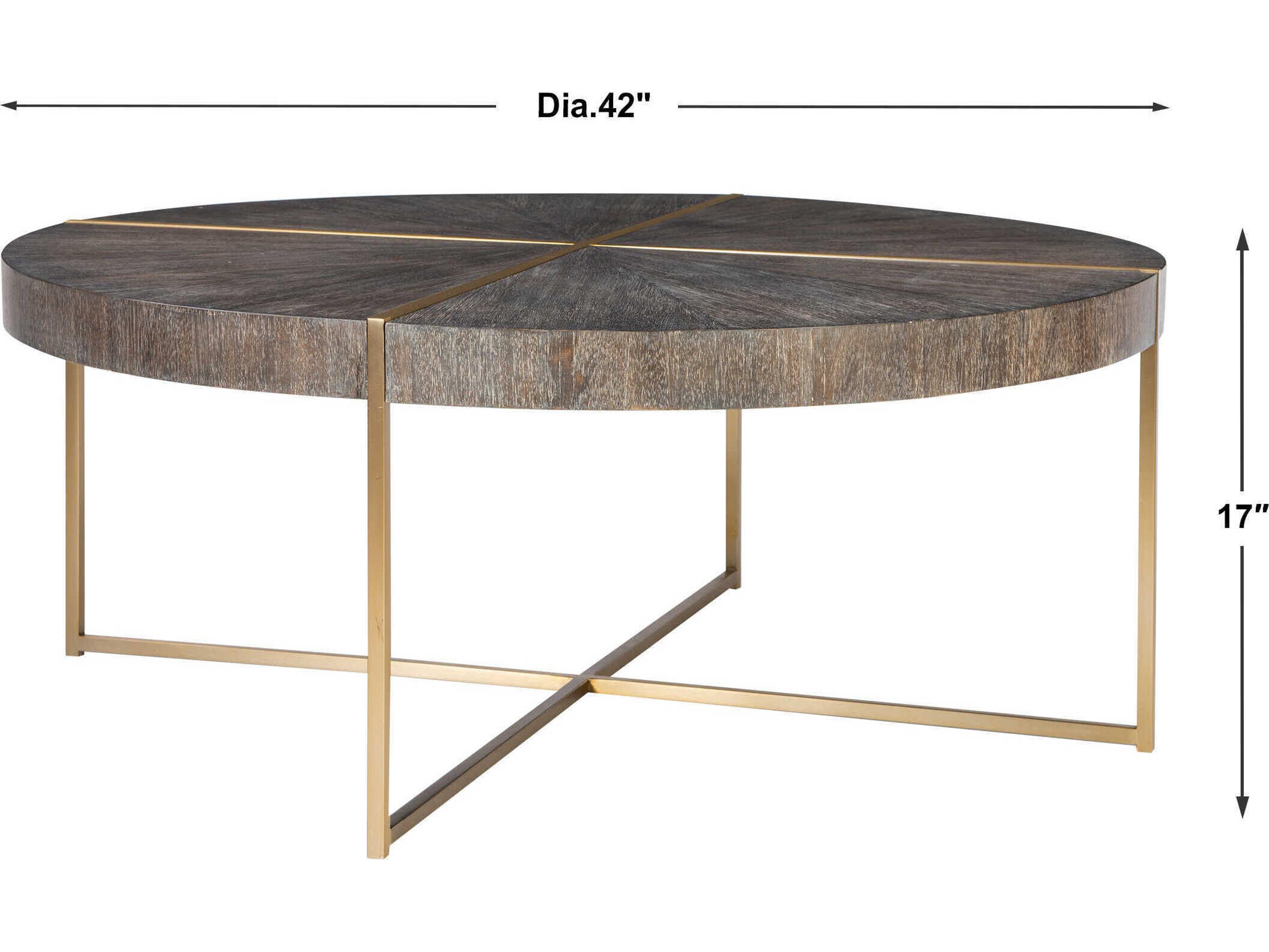 Uttermost Taja Round Wood Light Gray Brushed Brass Coffee Table