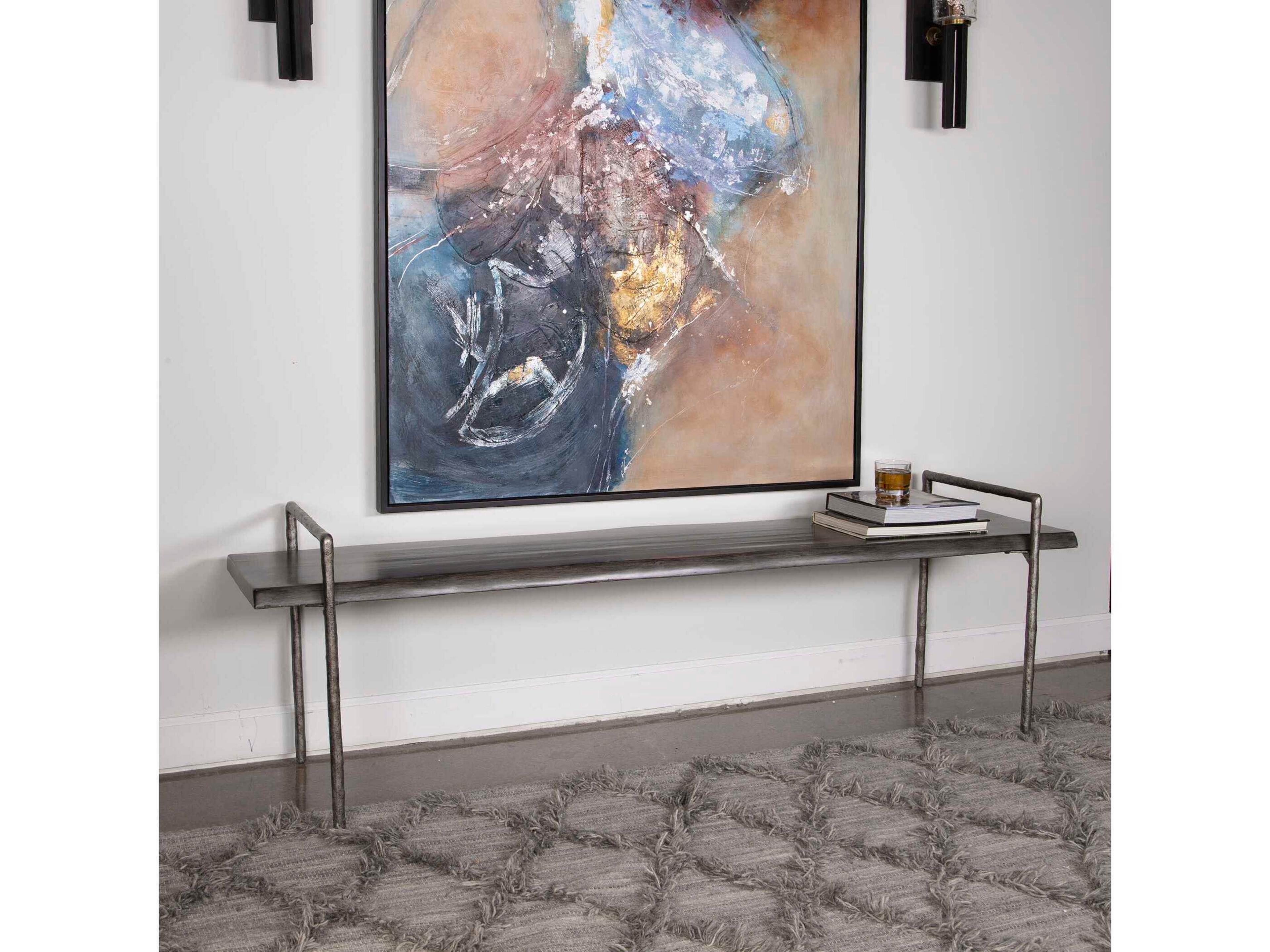 Uttermost Chandos Dark Gray Tarnished Silver Accent Bench