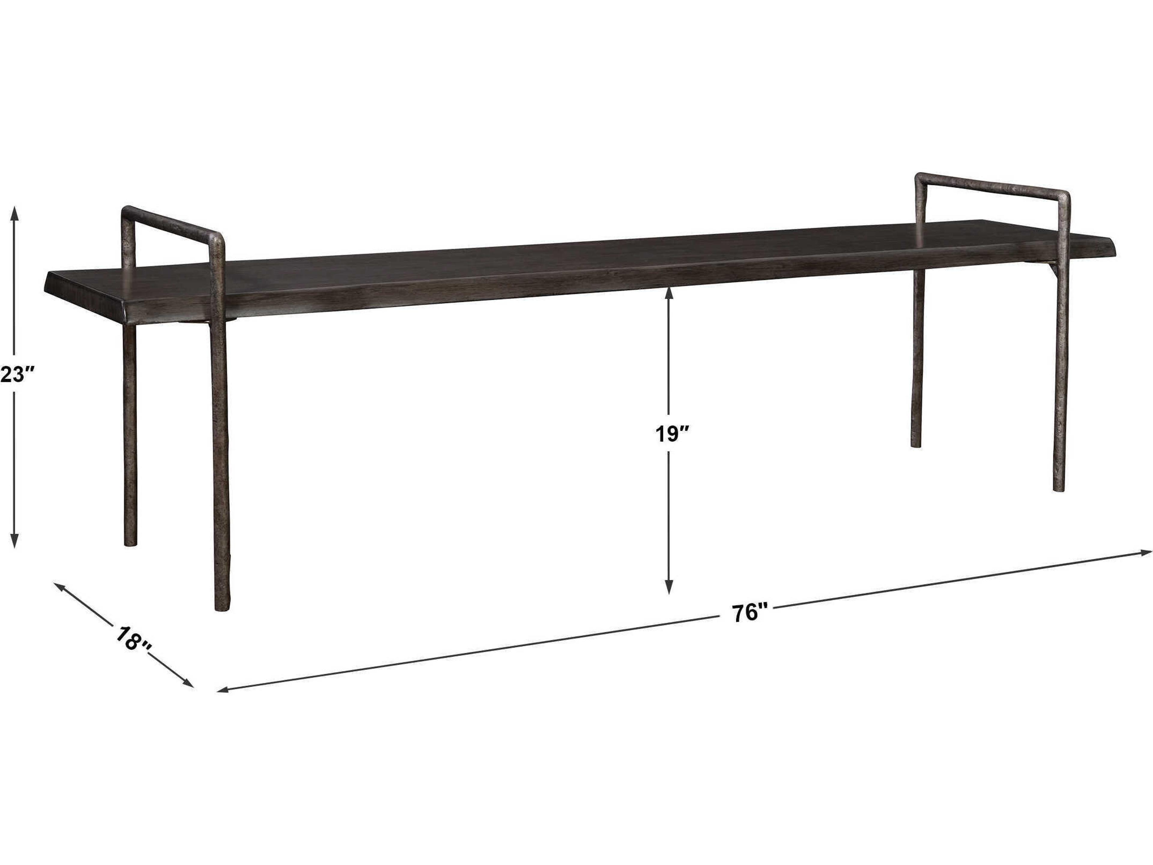 Uttermost Chandos Dark Gray Tarnished Silver Accent Bench