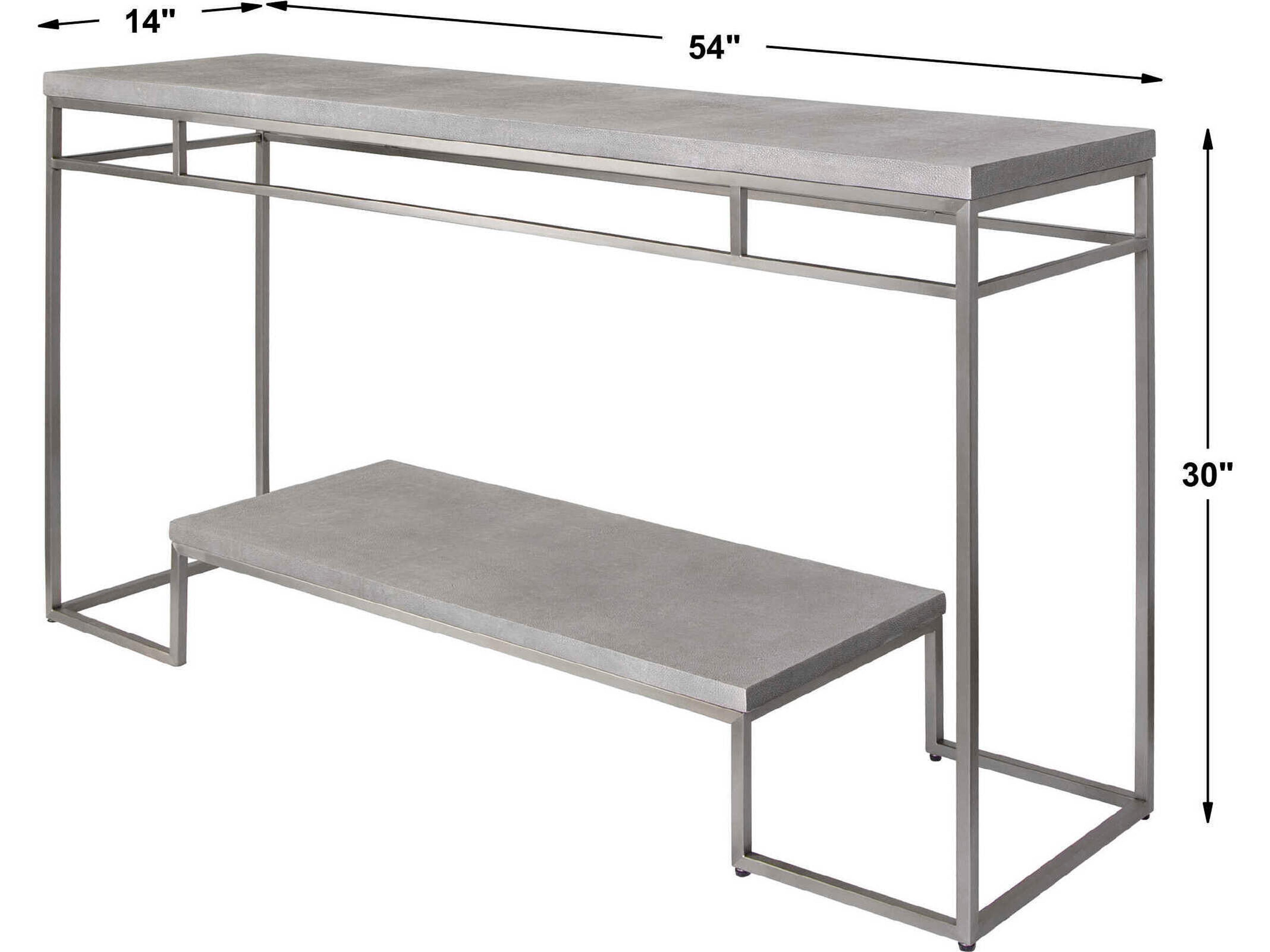 Uttermost Clea Rectangular Faux Leather Natural Light Gray Console Table