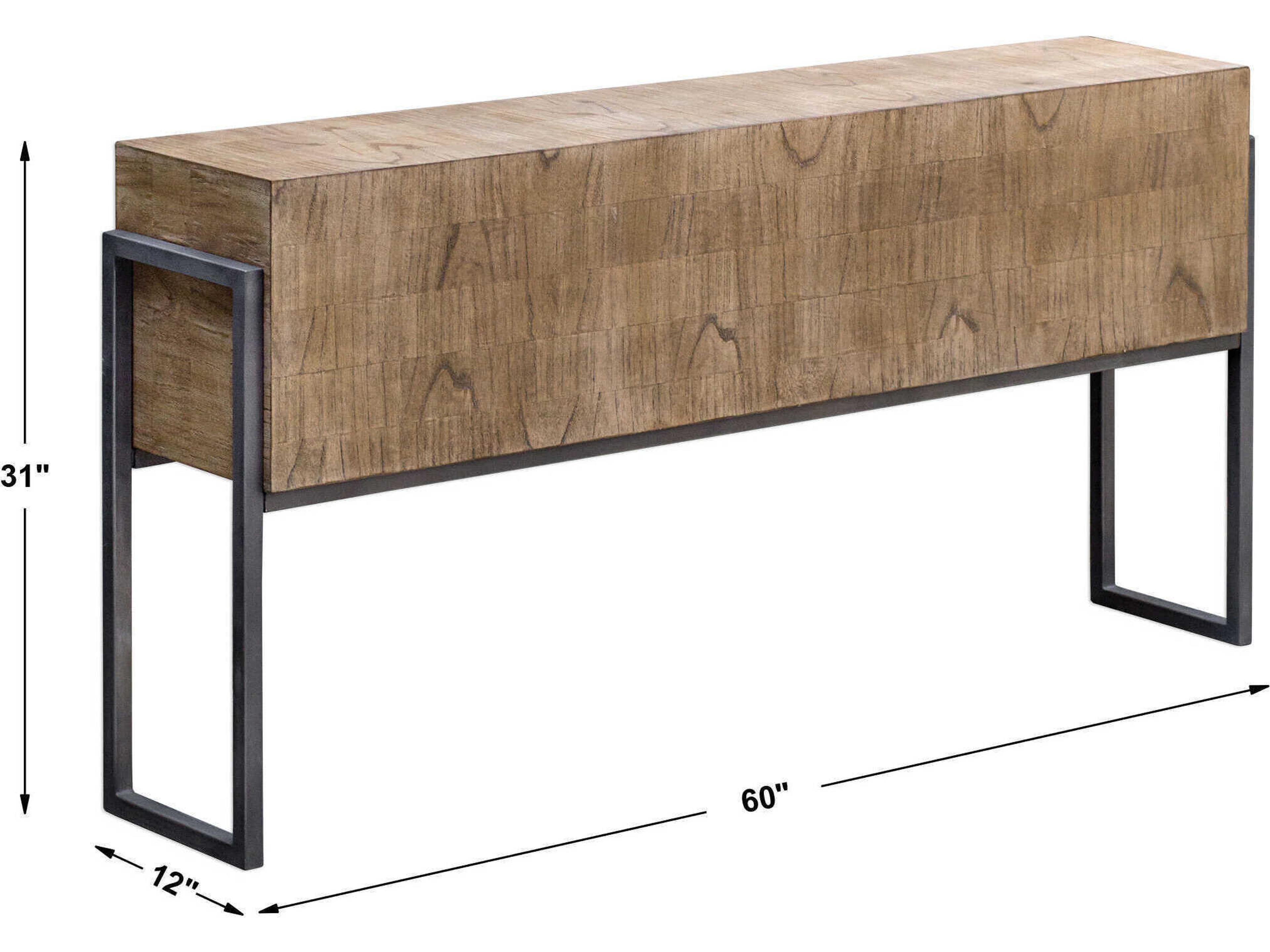 Uttermost Nevis Contemporary Rectangular Wood Light Oatmeal Wash Console Table