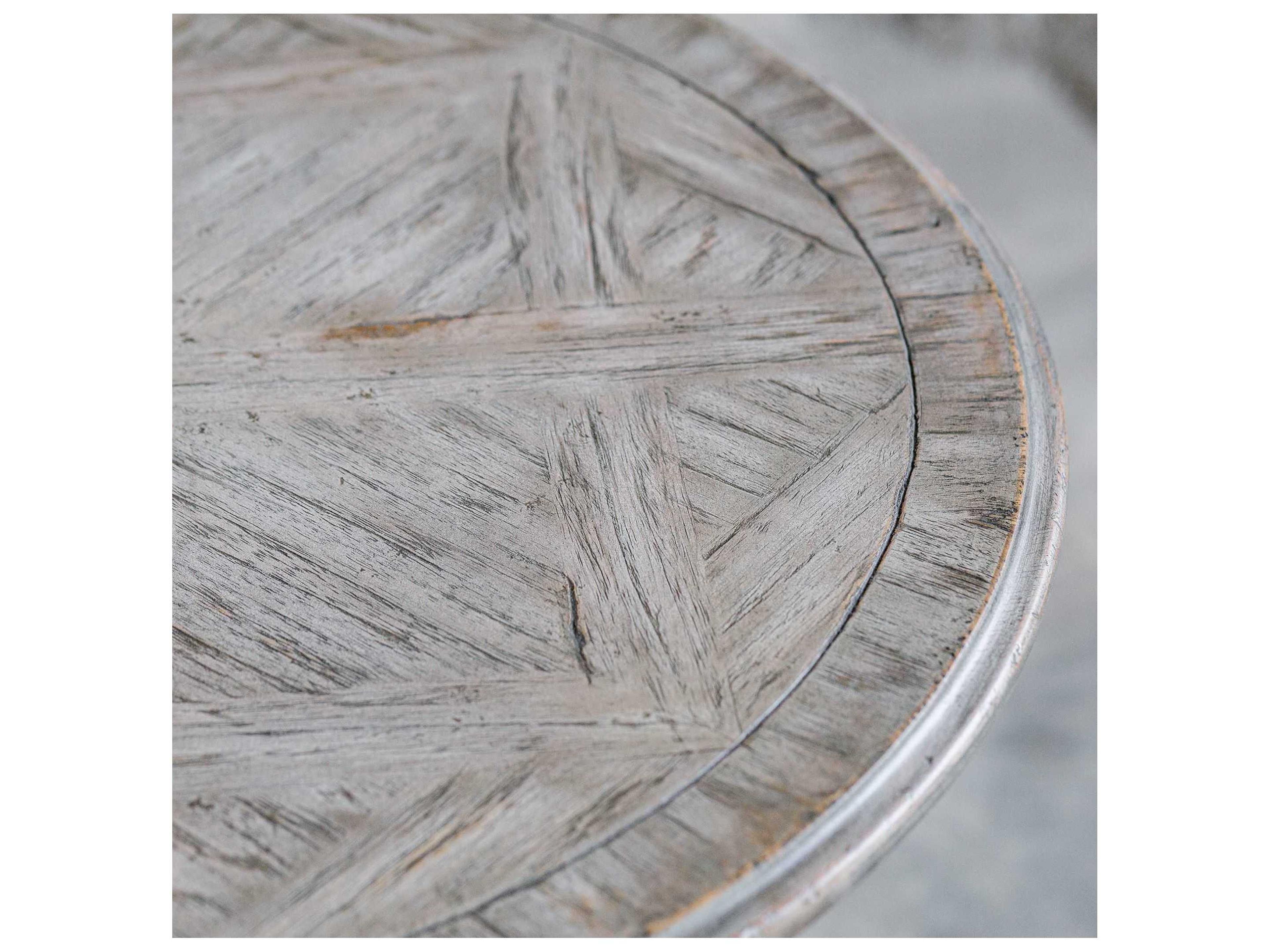 Uttermost Maiva Round Wood Aged White End Table