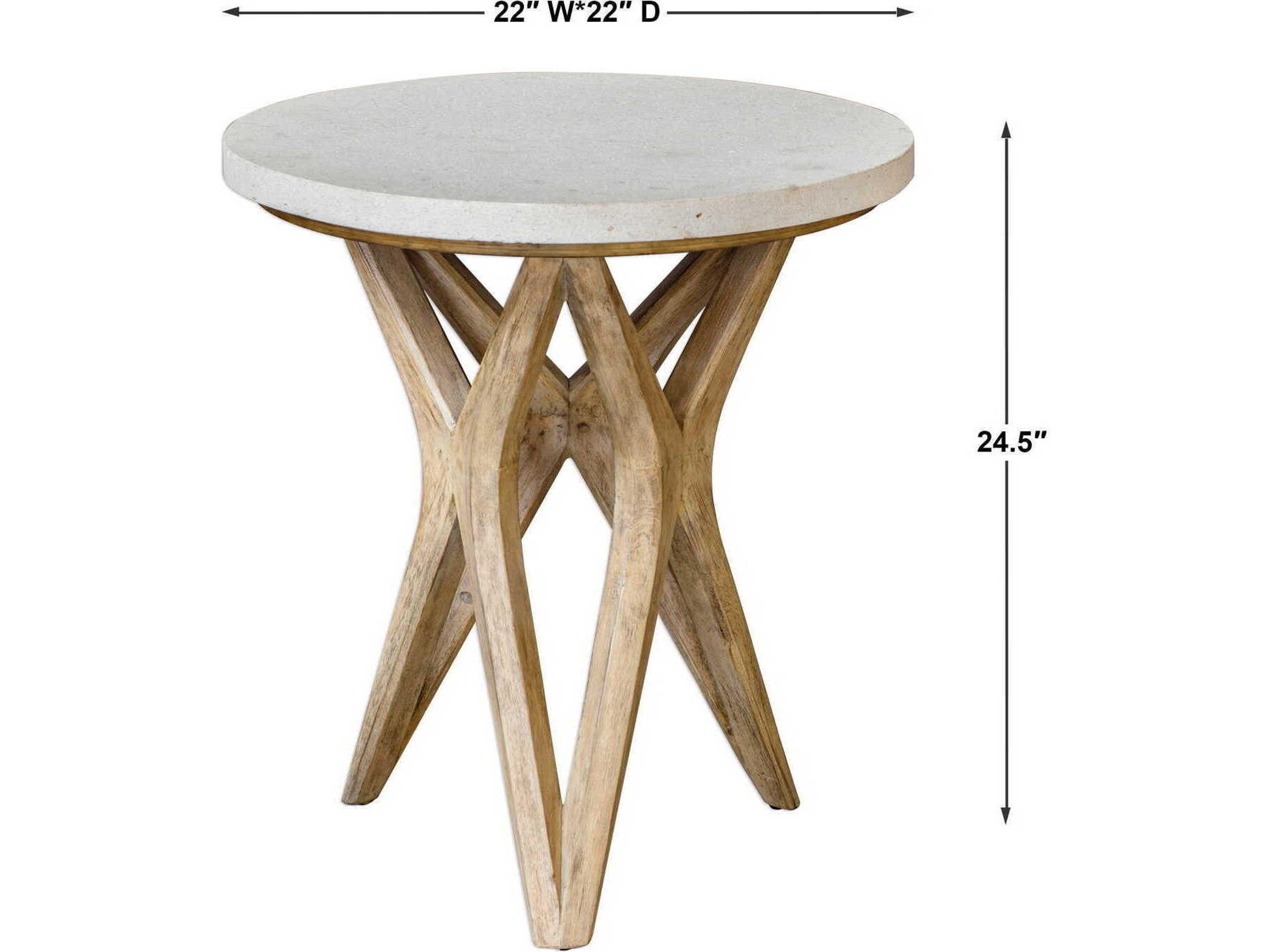 Uttermost Marnie Round Stone Warm Oatmeal End Table