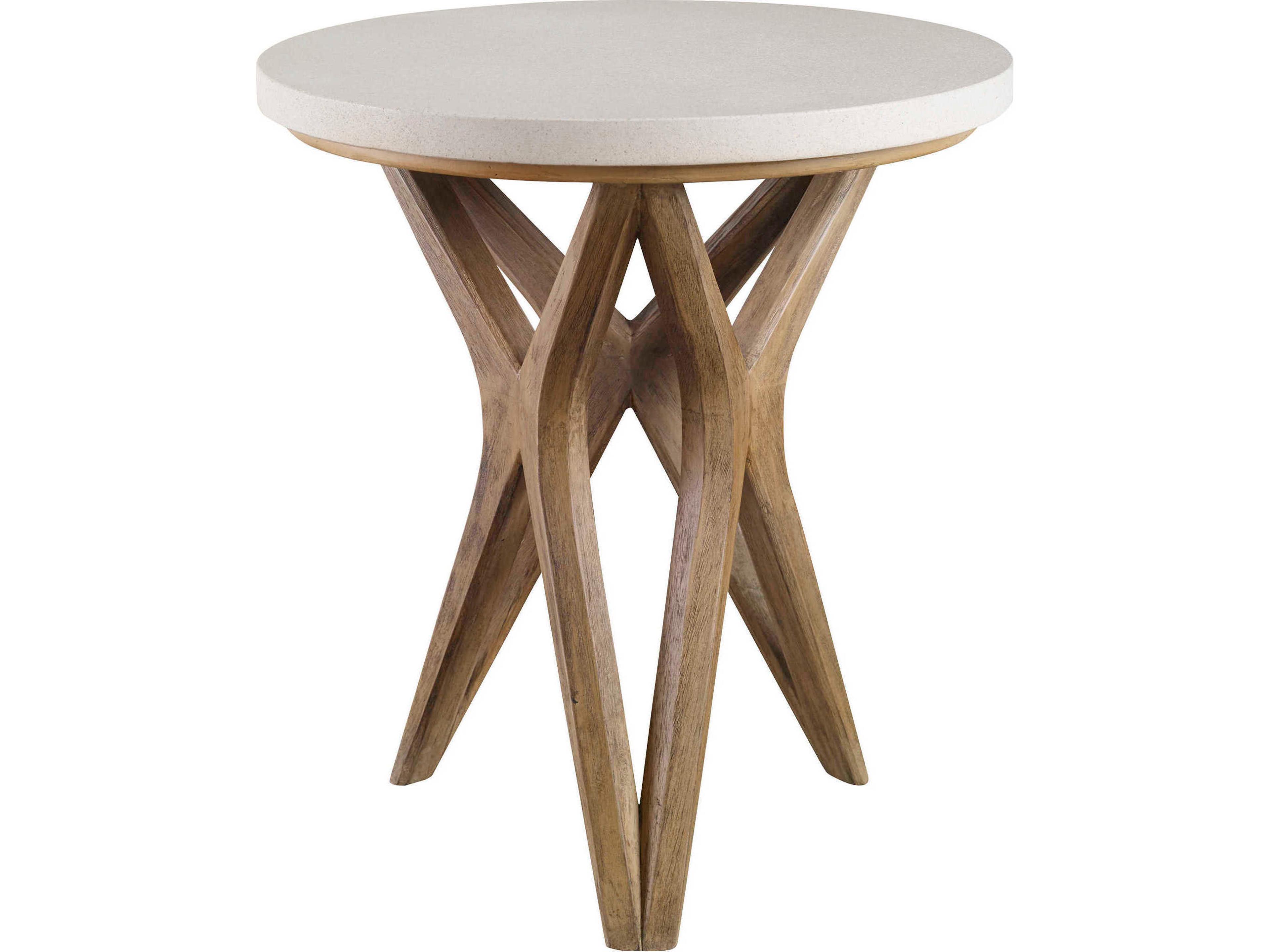 Uttermost Marnie Round Stone Warm Oatmeal End Table