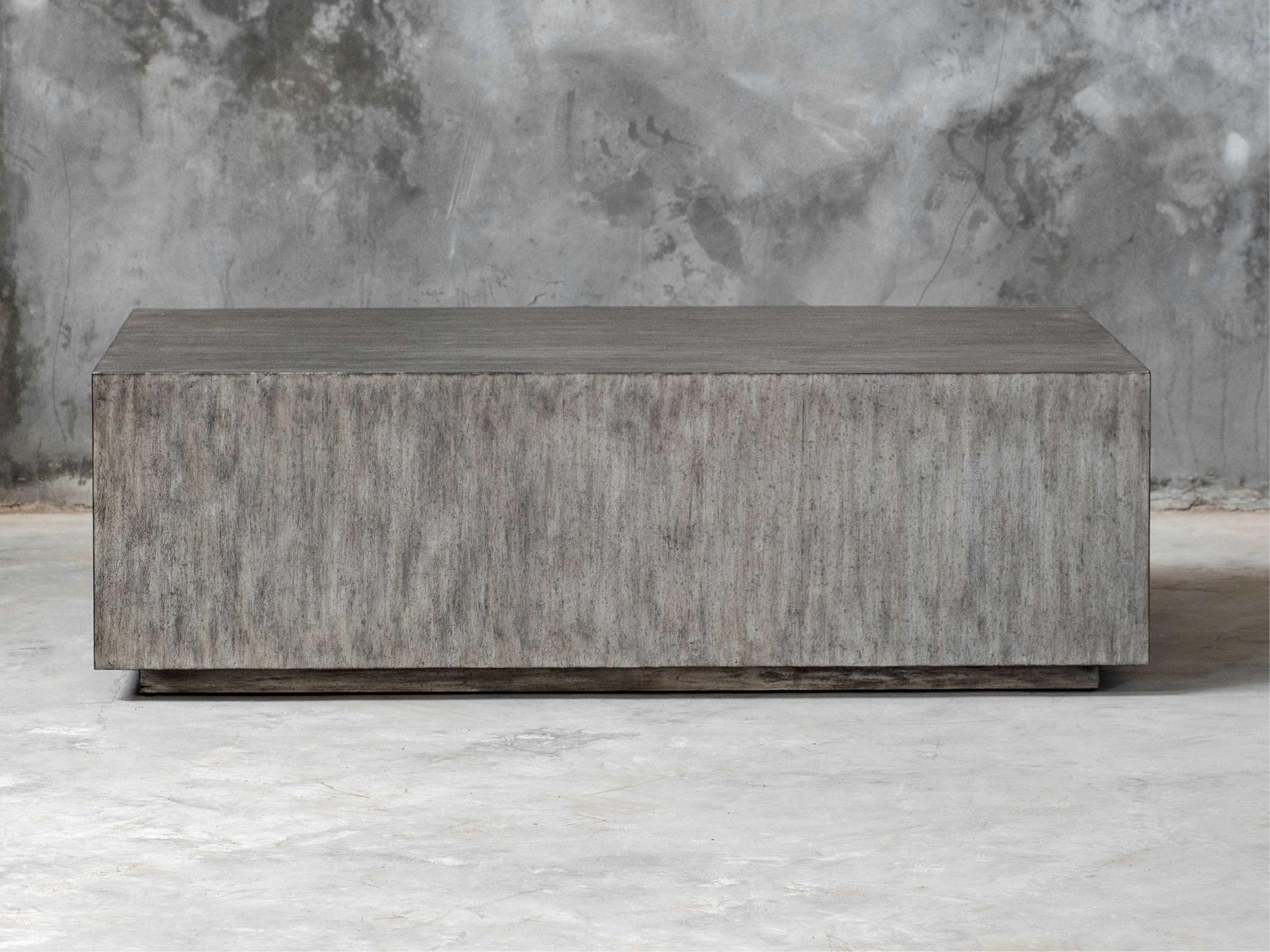 Uttermost Kareem Rectangular Wood Warm Metallic Gray Coffee Table