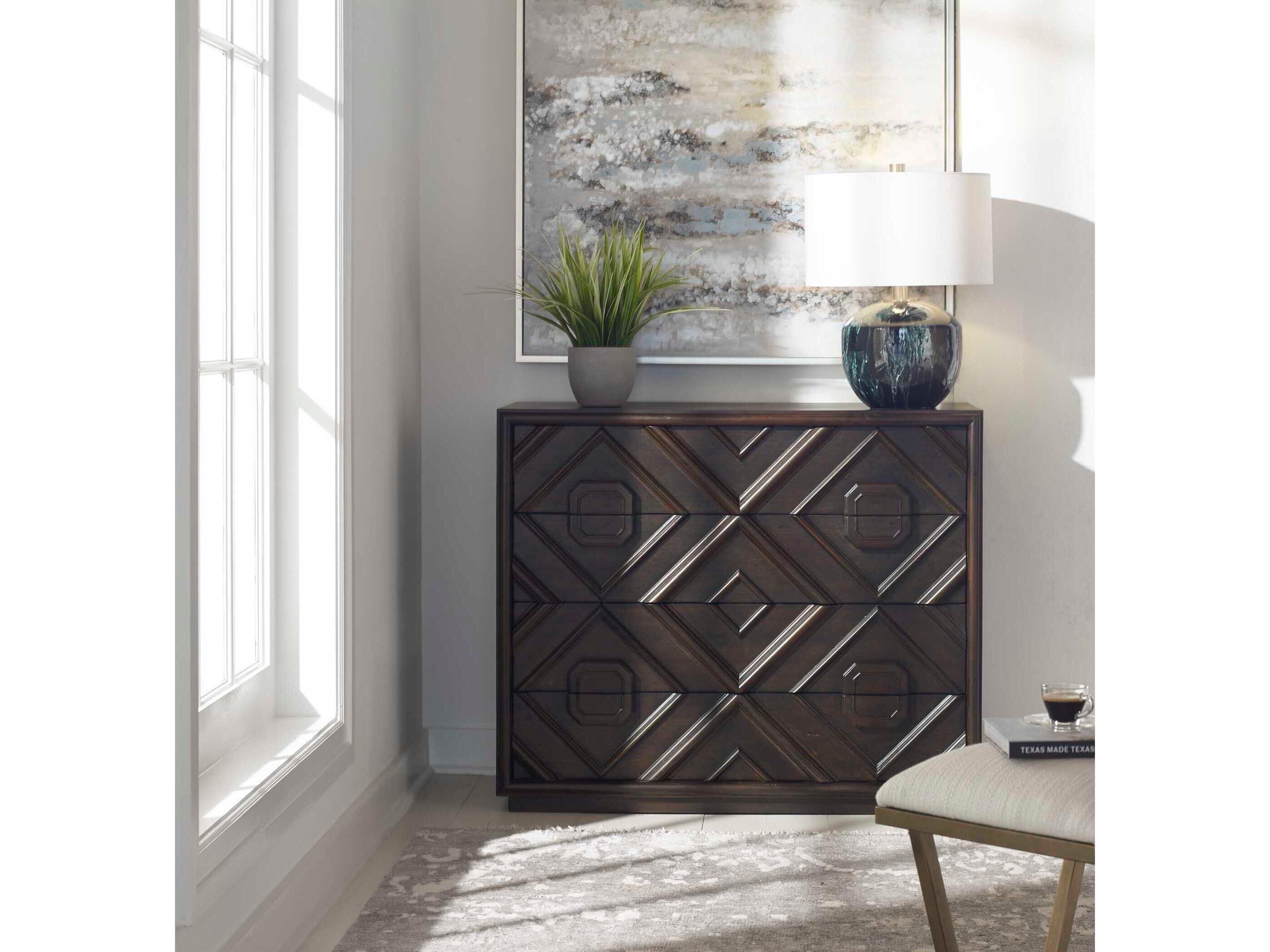 Mindra 4-Drawers Brown Mindi Wood Dresser