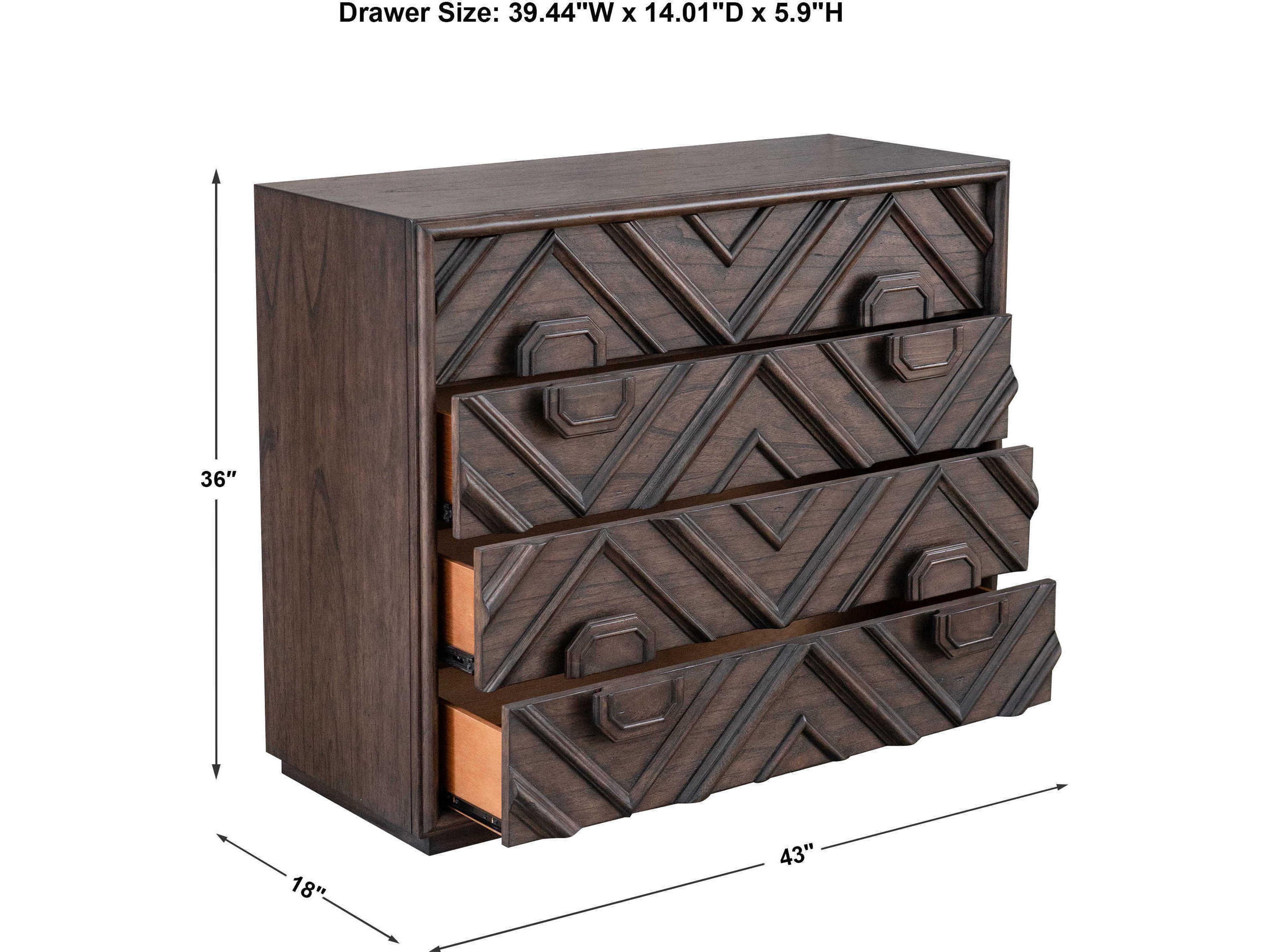 Uttermost Mindra 4-Drawers Brown Mindi Wood Dresser
