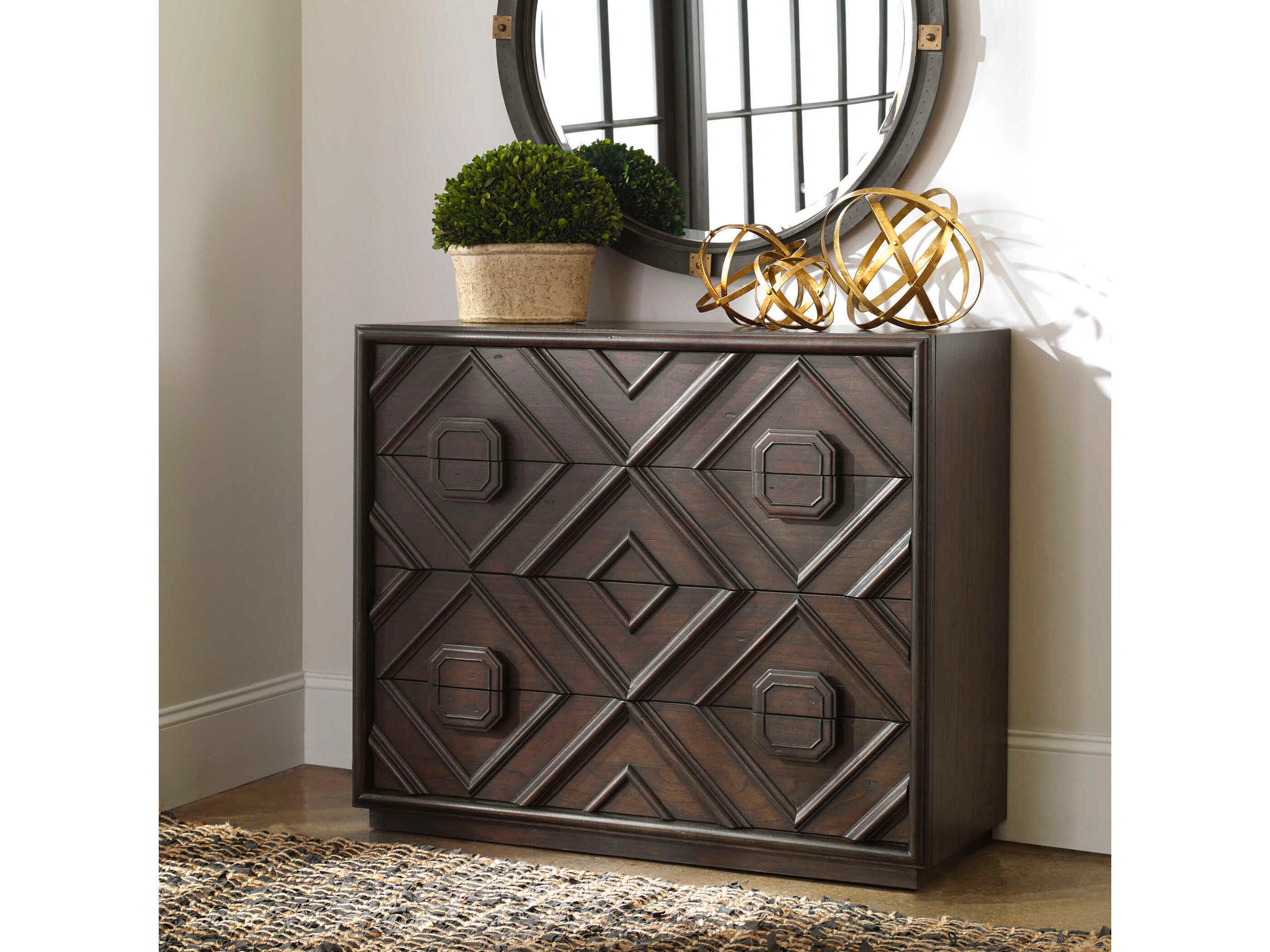 Uttermost Mindra 4-Drawers Brown Mindi Wood Dresser