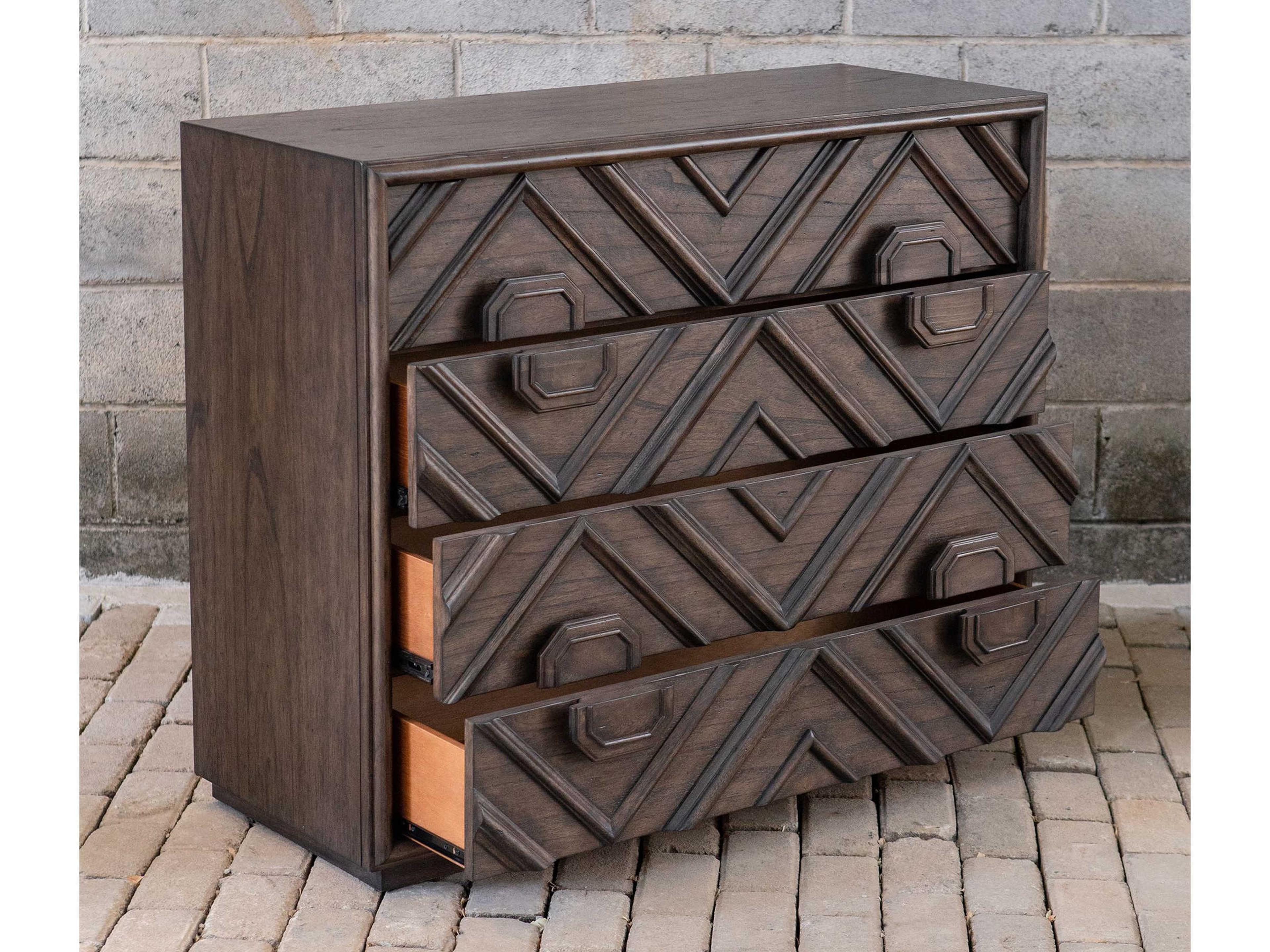 Uttermost Mindra 4-Drawers Brown Mindi Wood Dresser