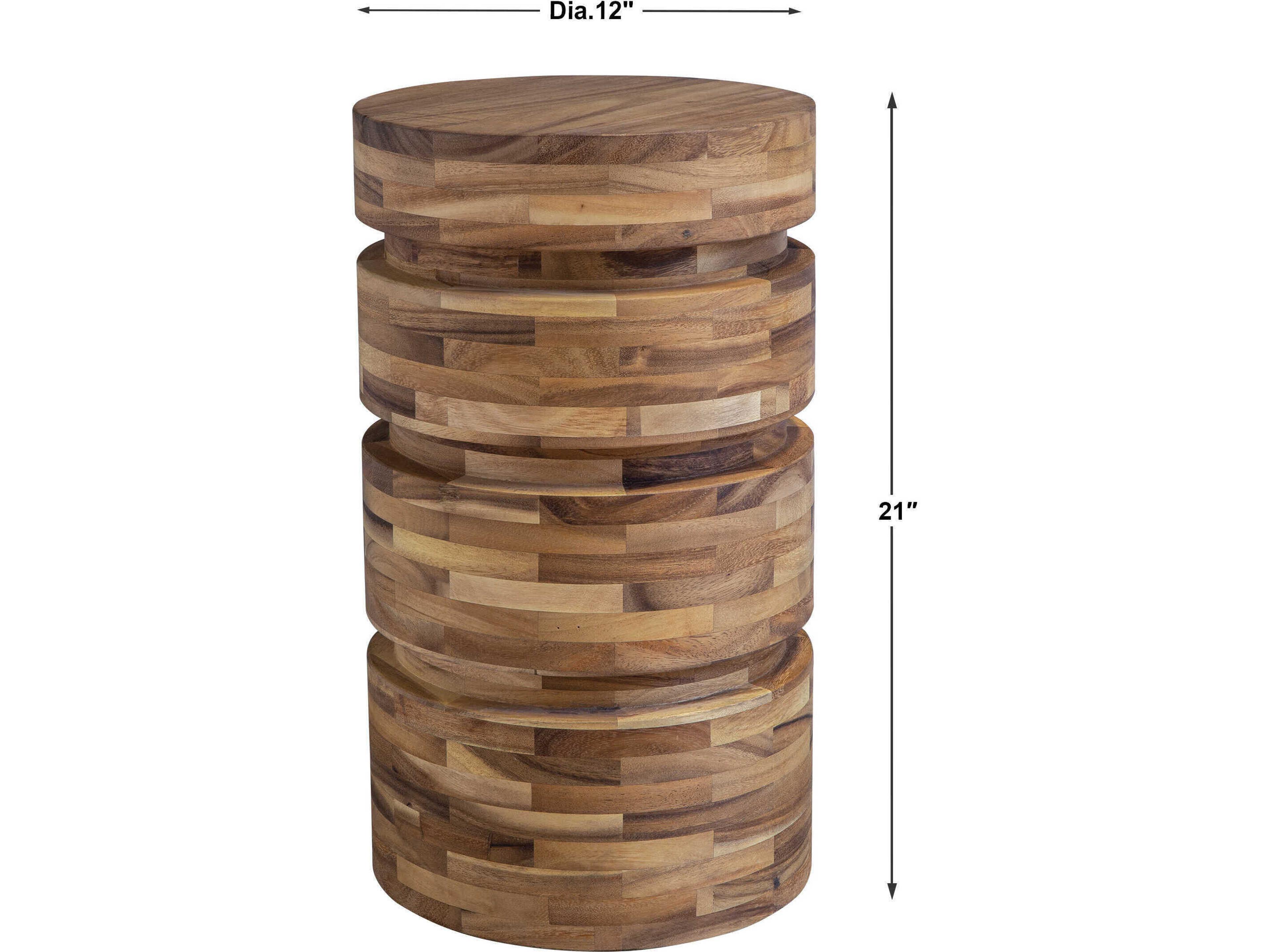 Uttermost Boone Round Wood Natural End Table