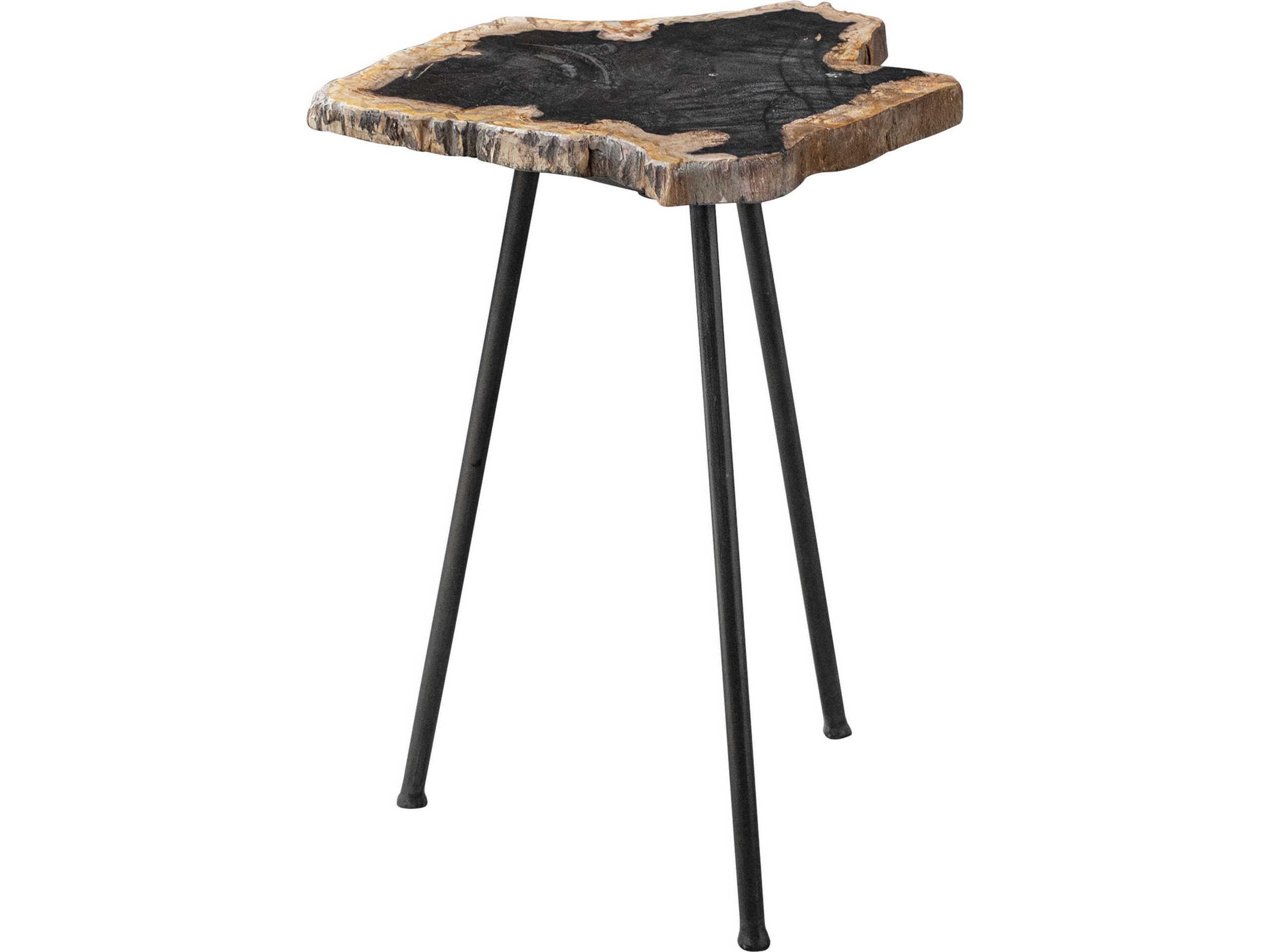 Uttermost Mircea Round Wood Natural Aged Black End Table