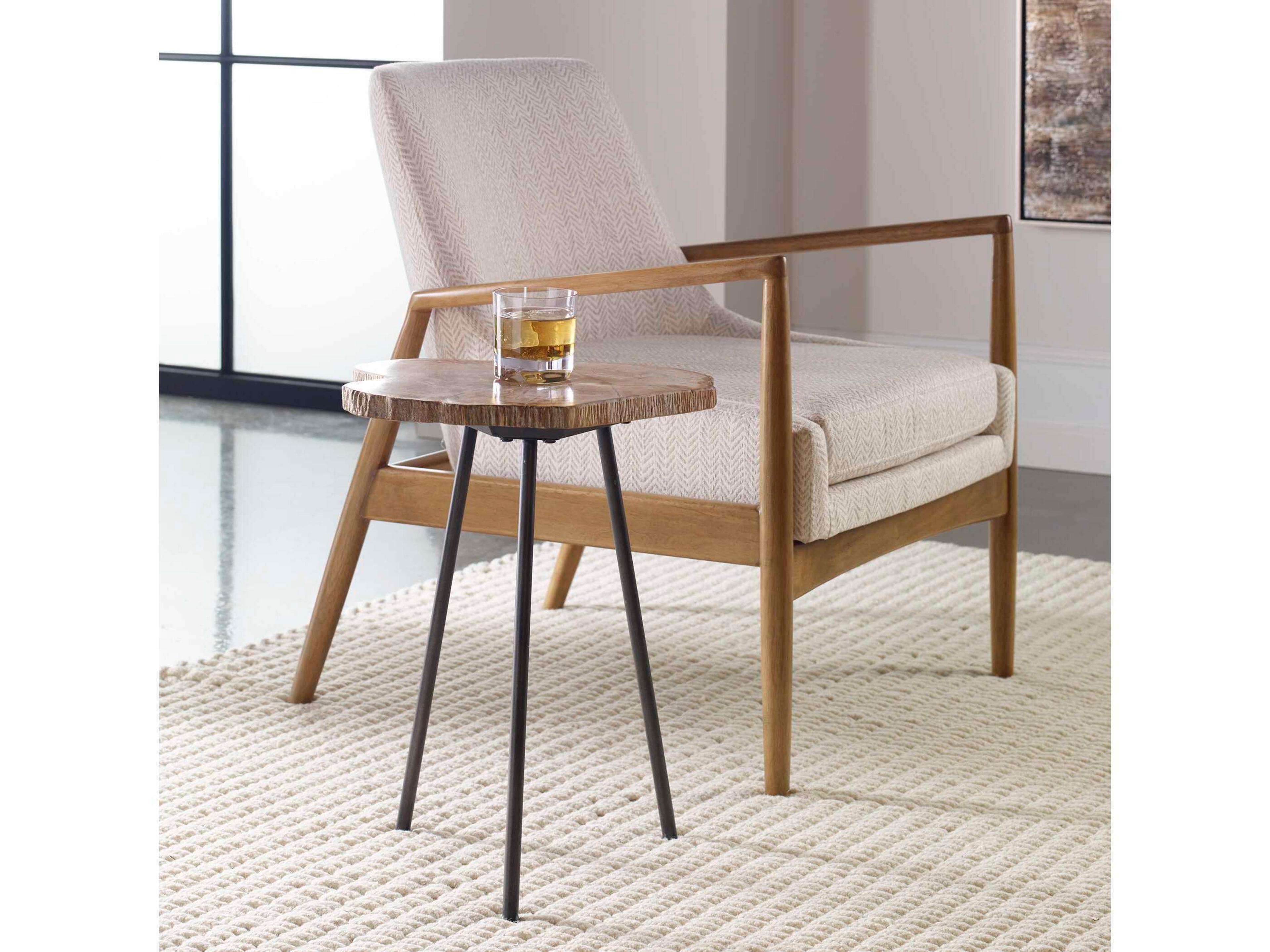 Uttermost Mircea Round Wood Natural Aged Black End Table