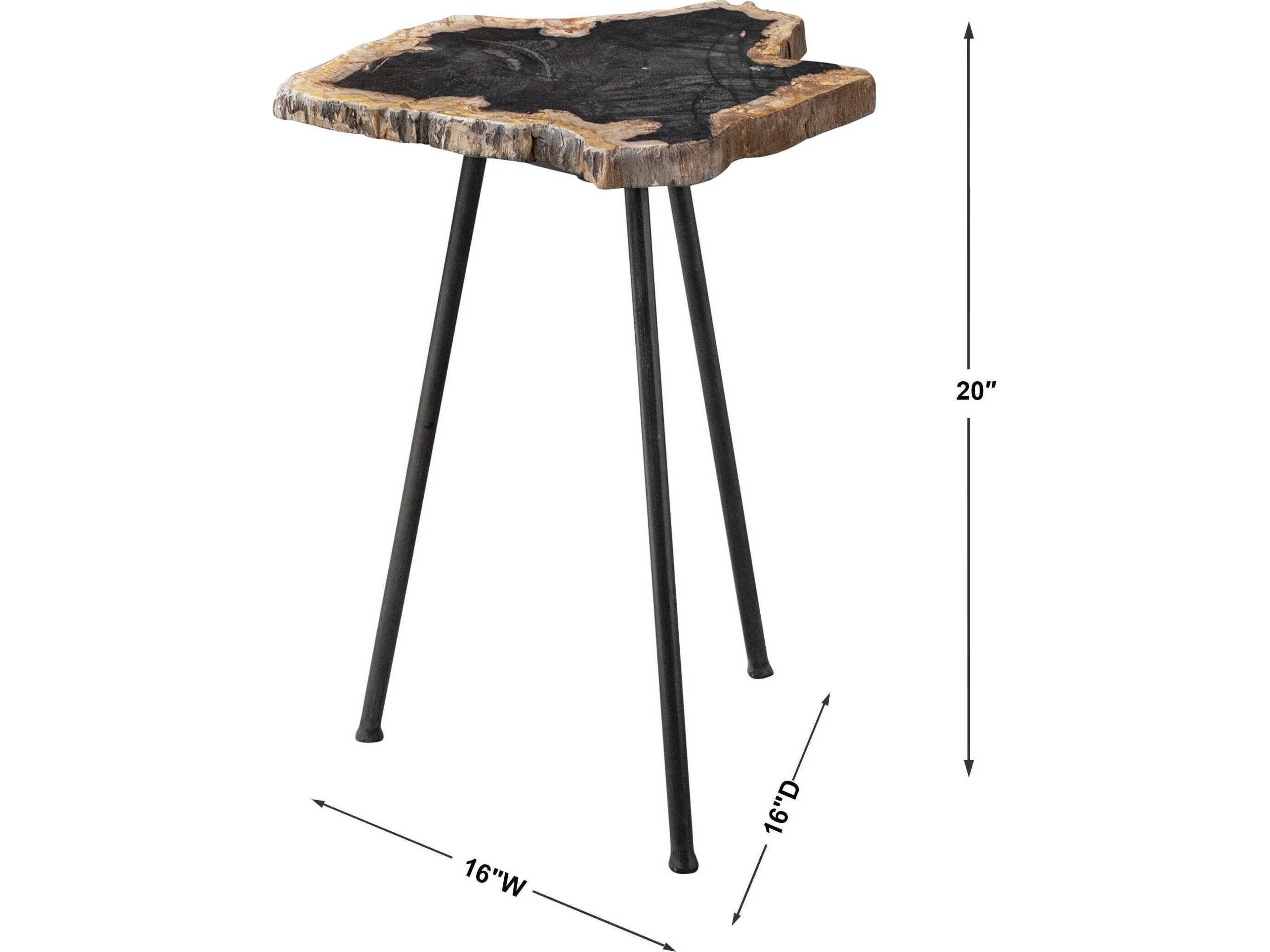 Uttermost Mircea Round Wood Natural Aged Black End Table