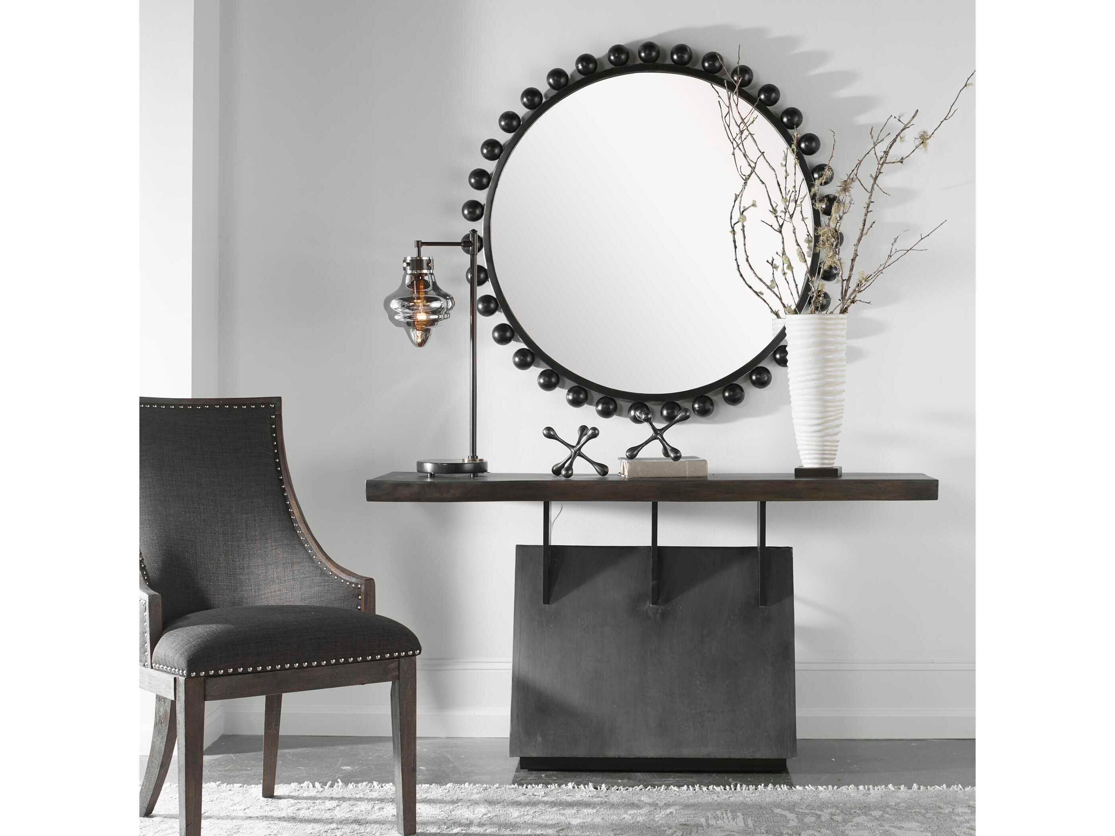 Vessel Industrial Rectangular Wood Gunmetal Console Table