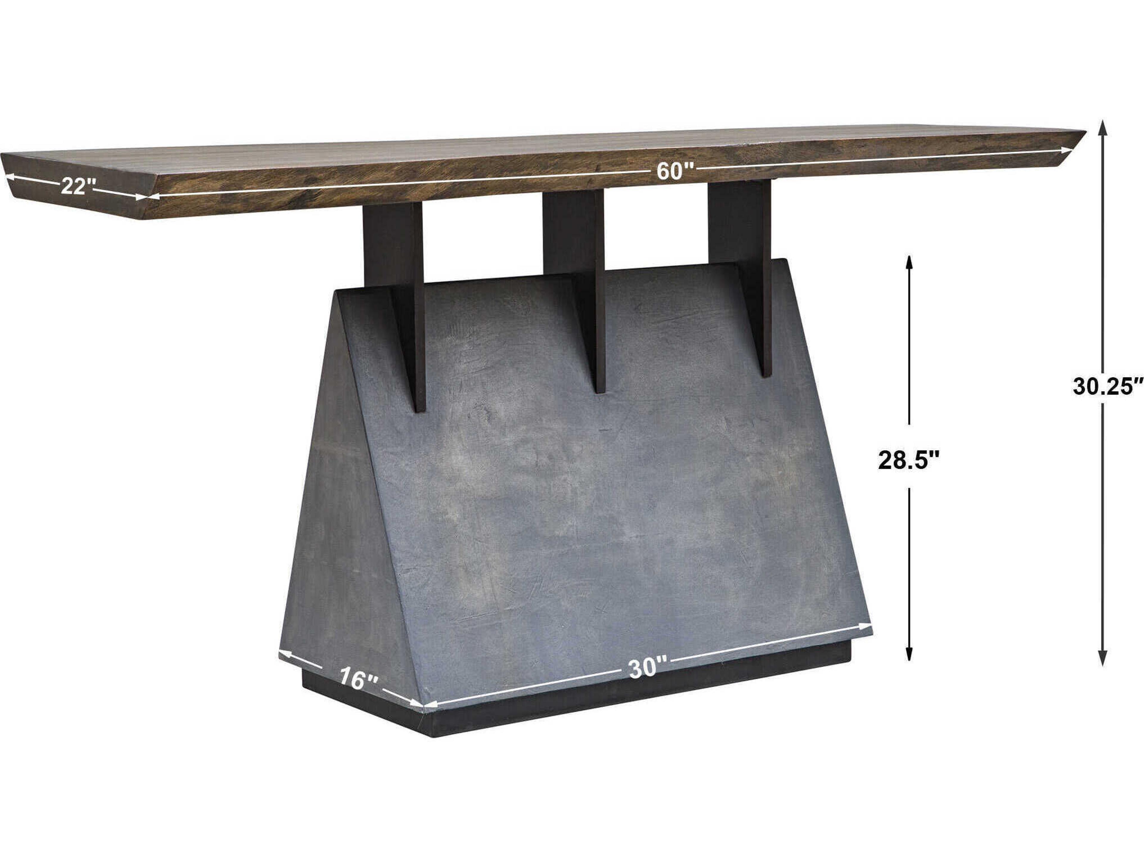 Uttermost Vessel Industrial Rectangular Wood Gunmetal Console Table