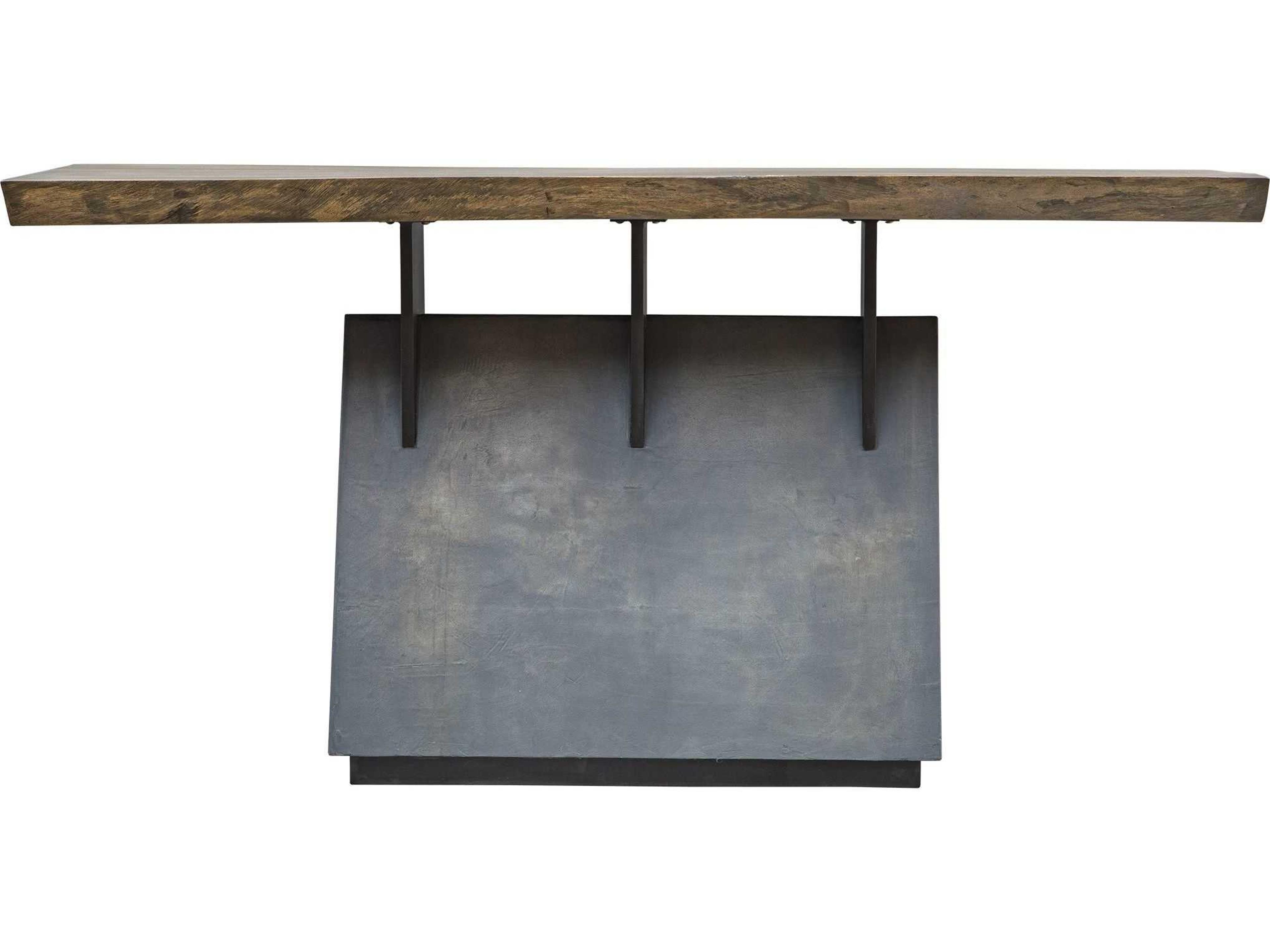 Uttermost Vessel Industrial Rectangular Wood Gunmetal Console Table