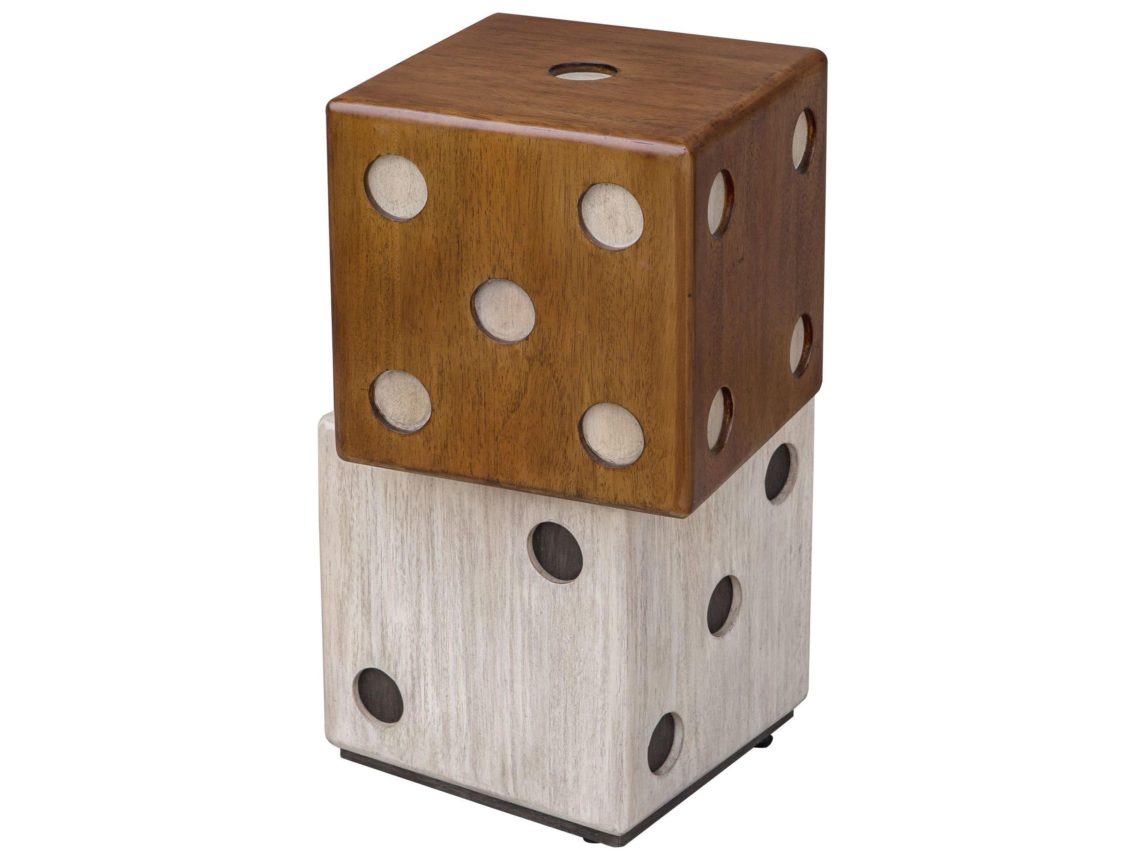 Roll Wood Natural White Washed End Table