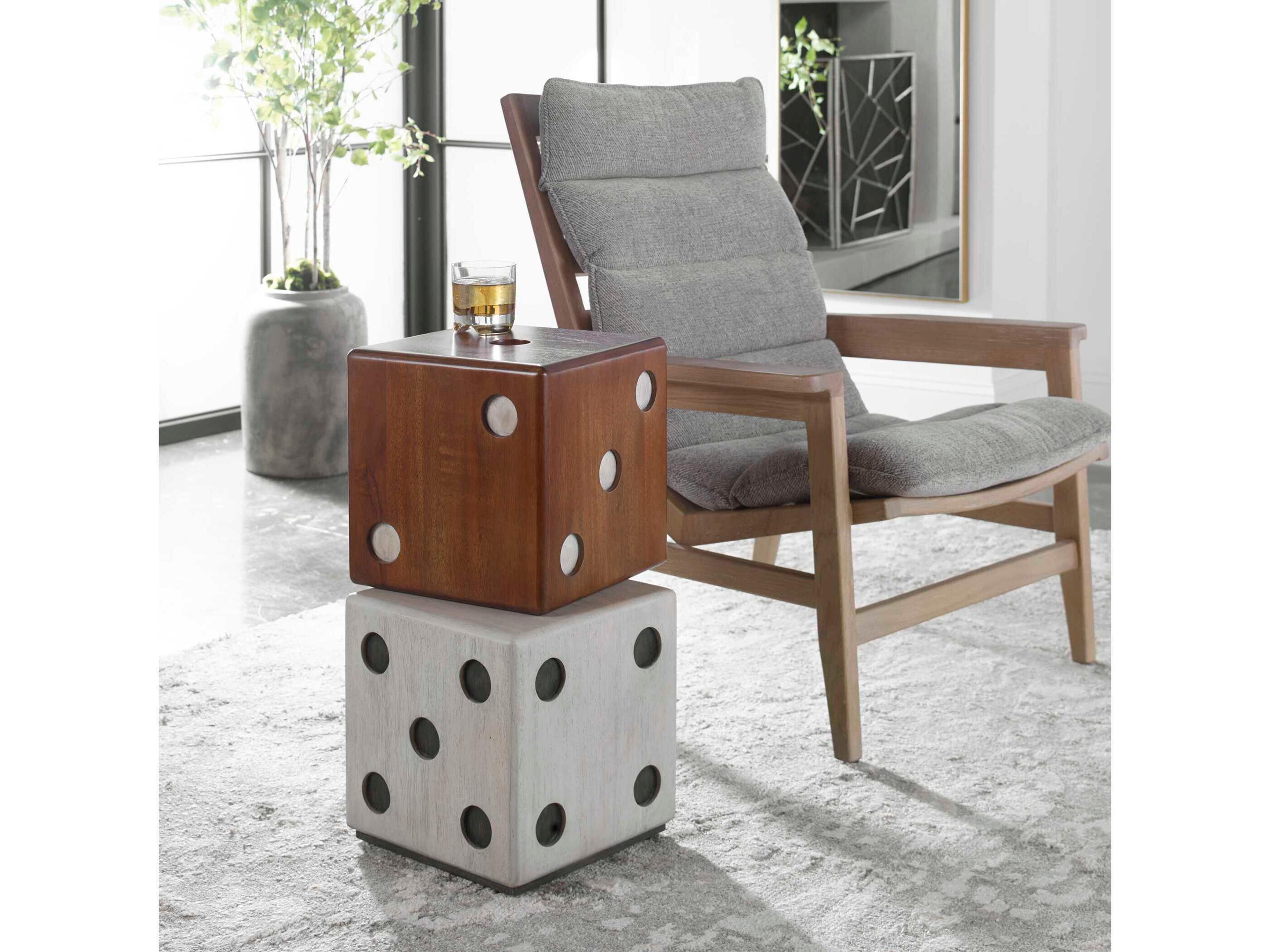 Uttermost Roll Wood Natural White Washed End Table