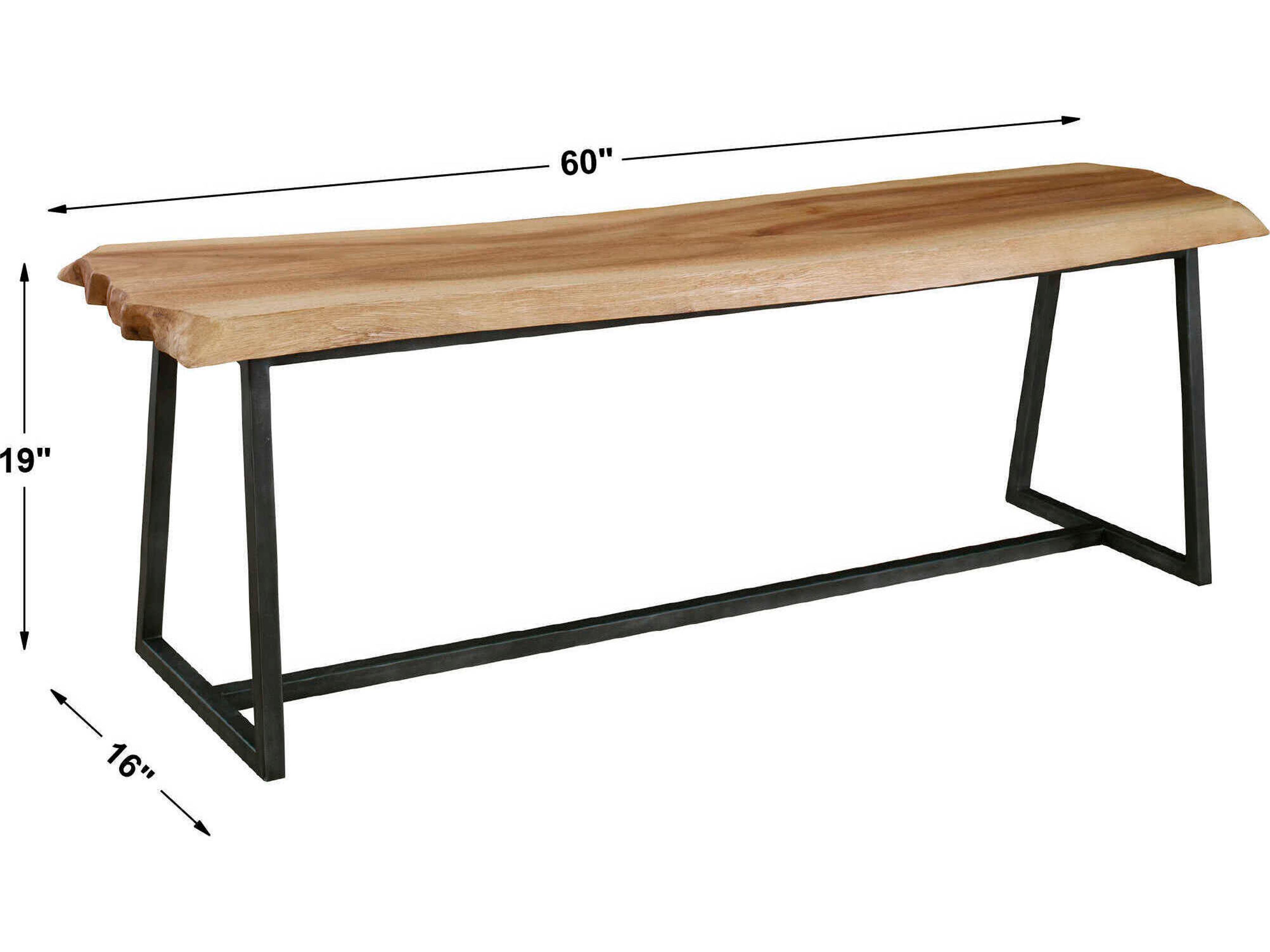 Uttermost Laurel Natural Suar Aged Steel Black Accent Bench