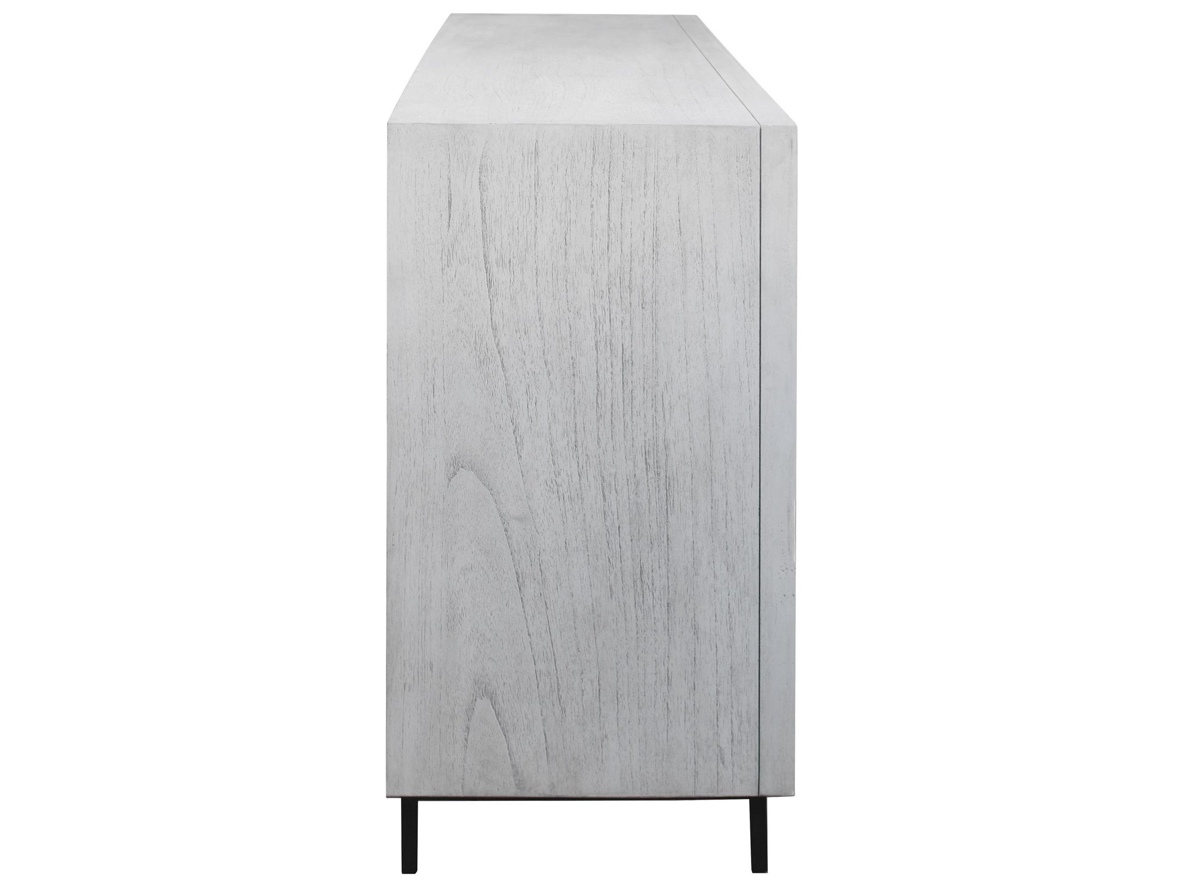 Uttermost Checkerboard 67" Mahogany Wood Light Gray White Washed Sideboard