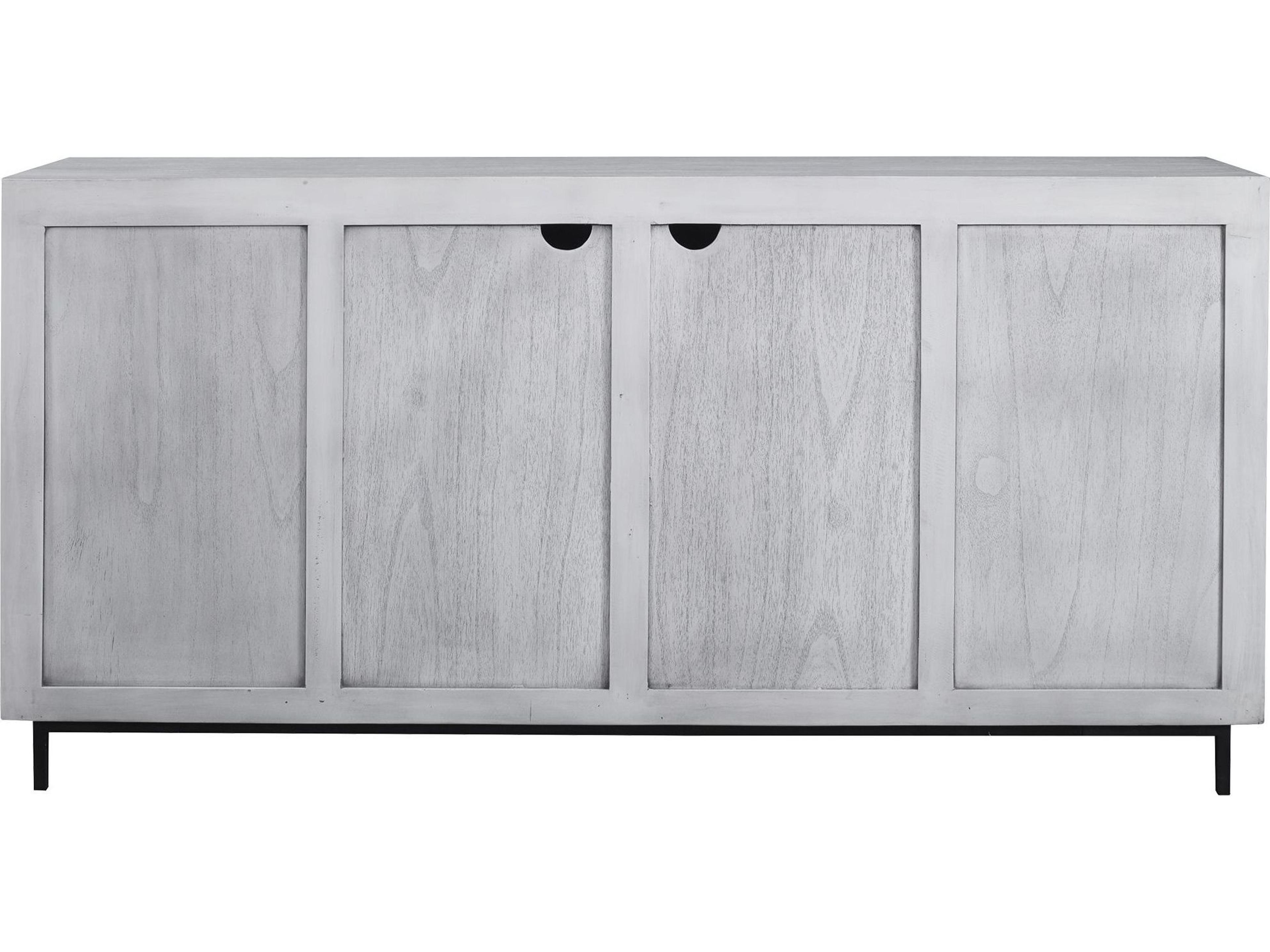 Uttermost Checkerboard 67" Mahogany Wood Light Gray White Washed Sideboard