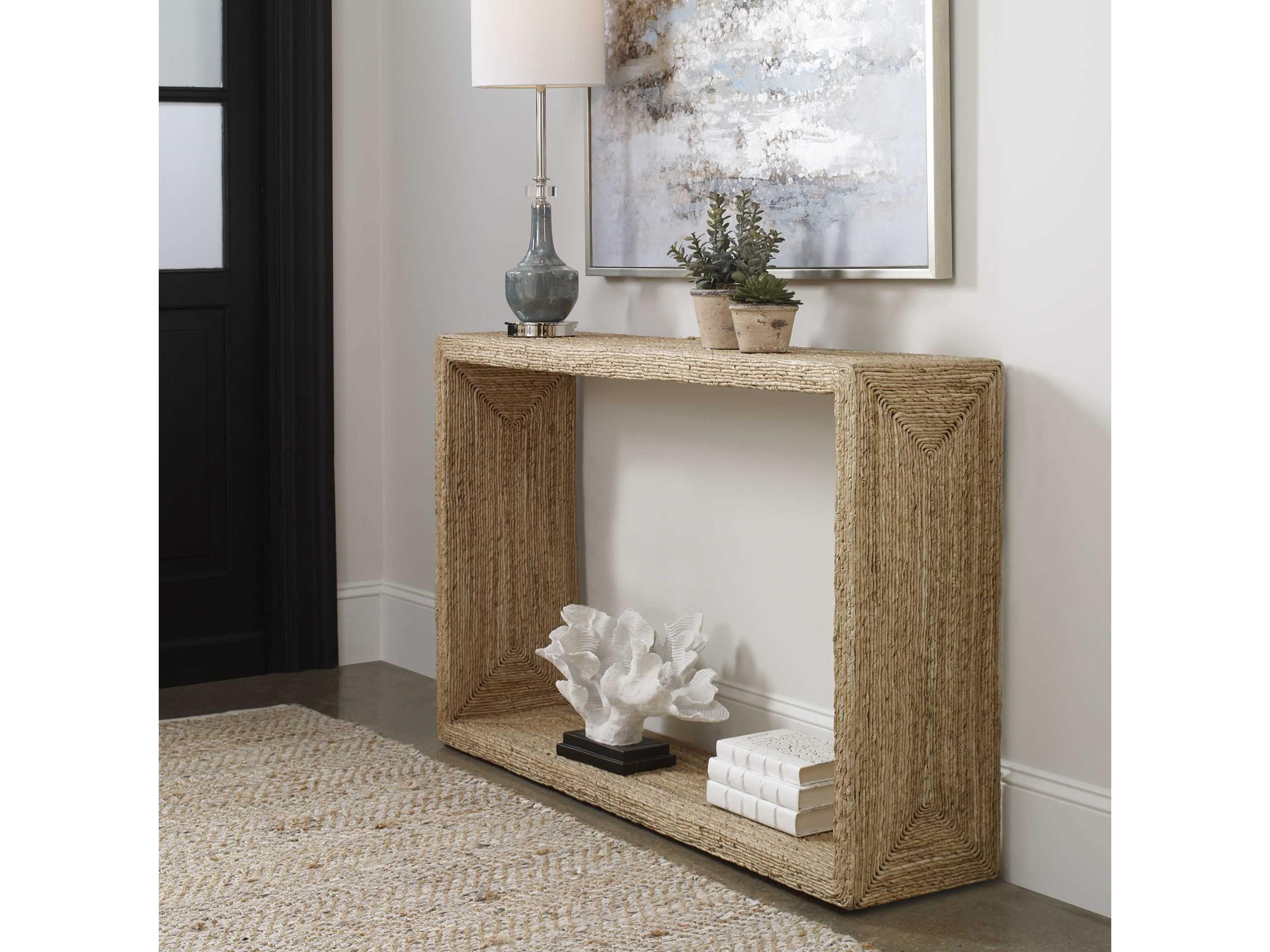 Uttermost Rora Coastal Rectangular Wood Natural Console Table