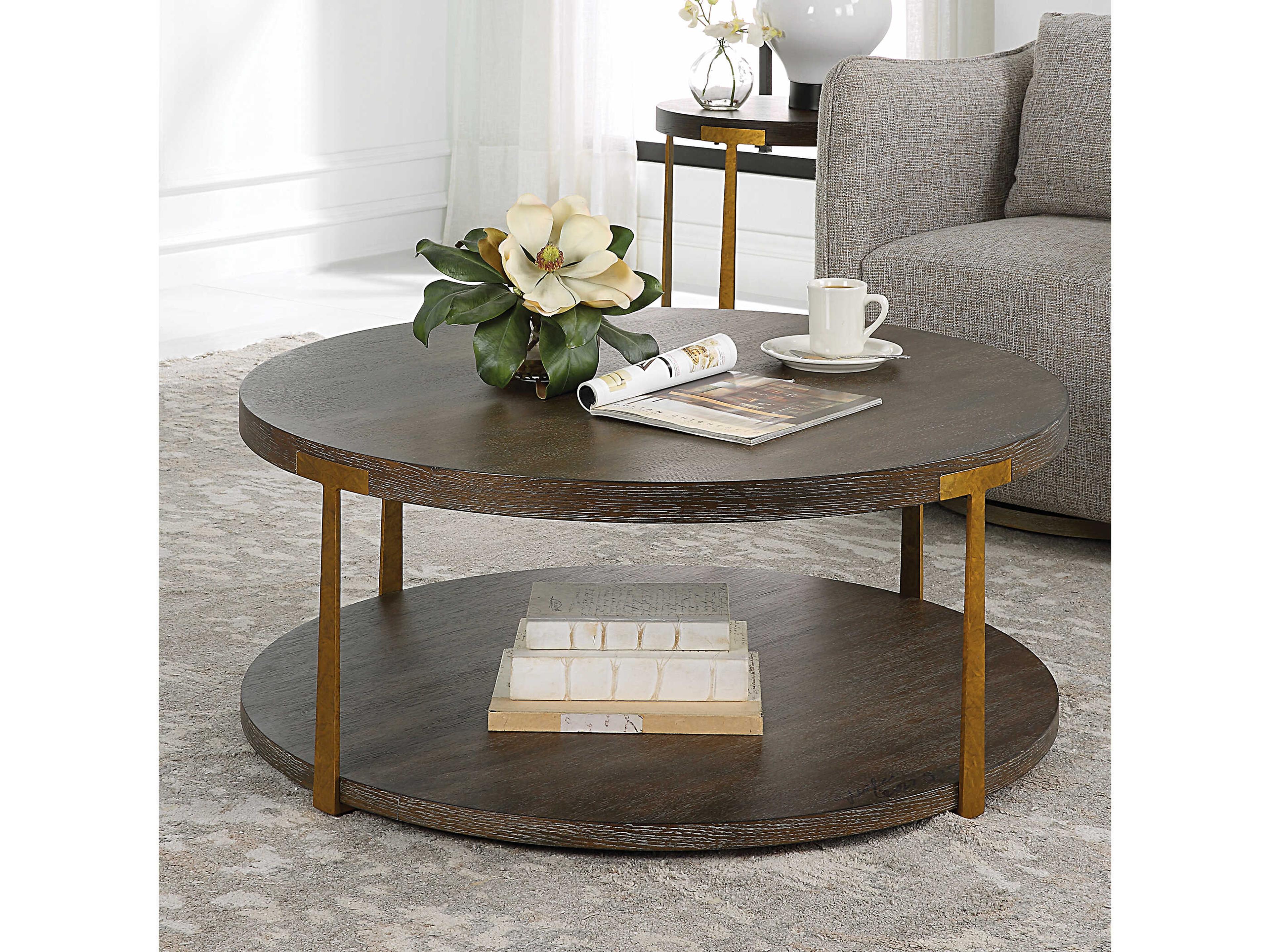 Uttermost Palisade Round Wood Rich Coffee Table