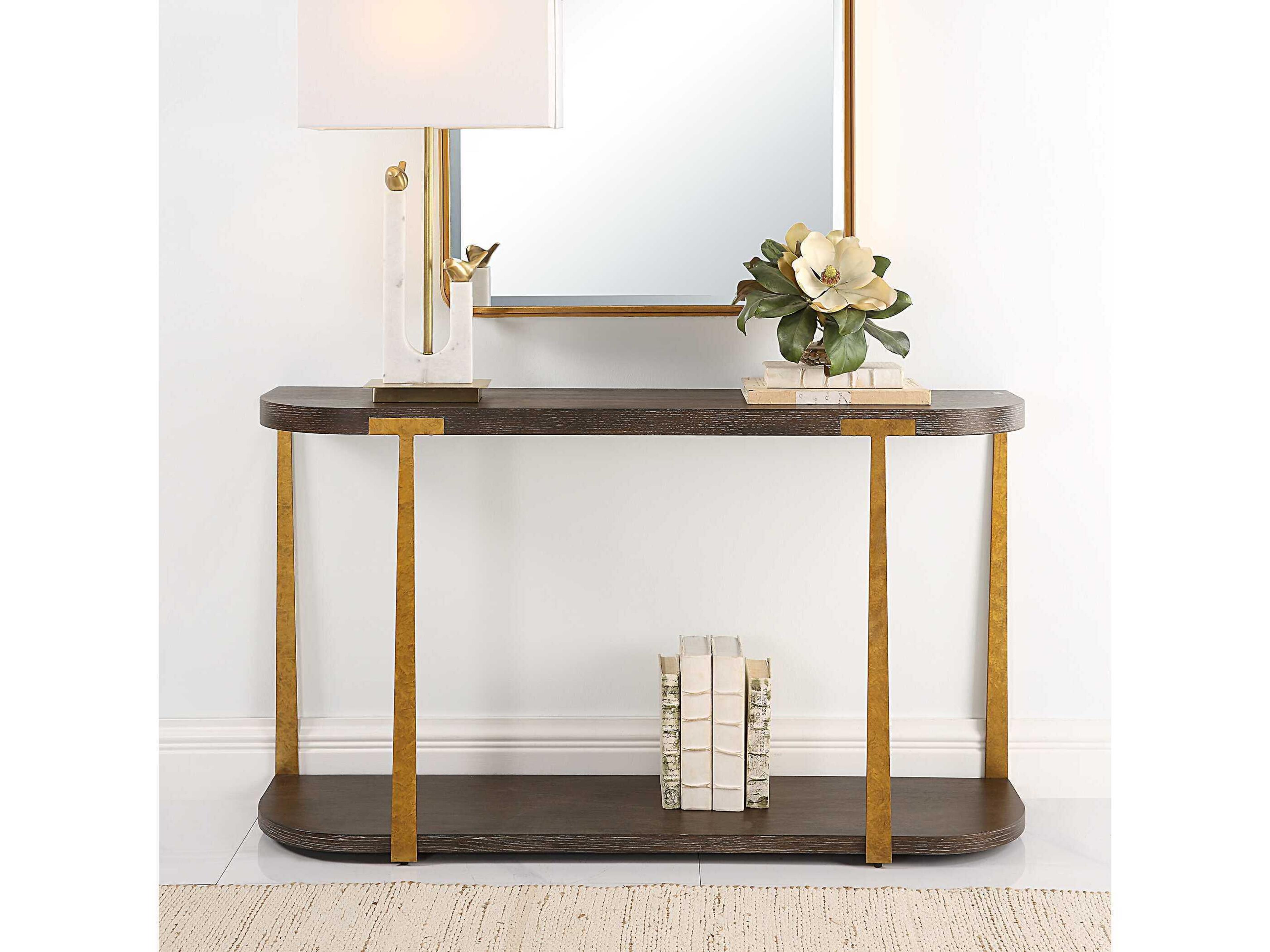 Uttermost Palisade Wood Demilune Rich Coffee Console Table