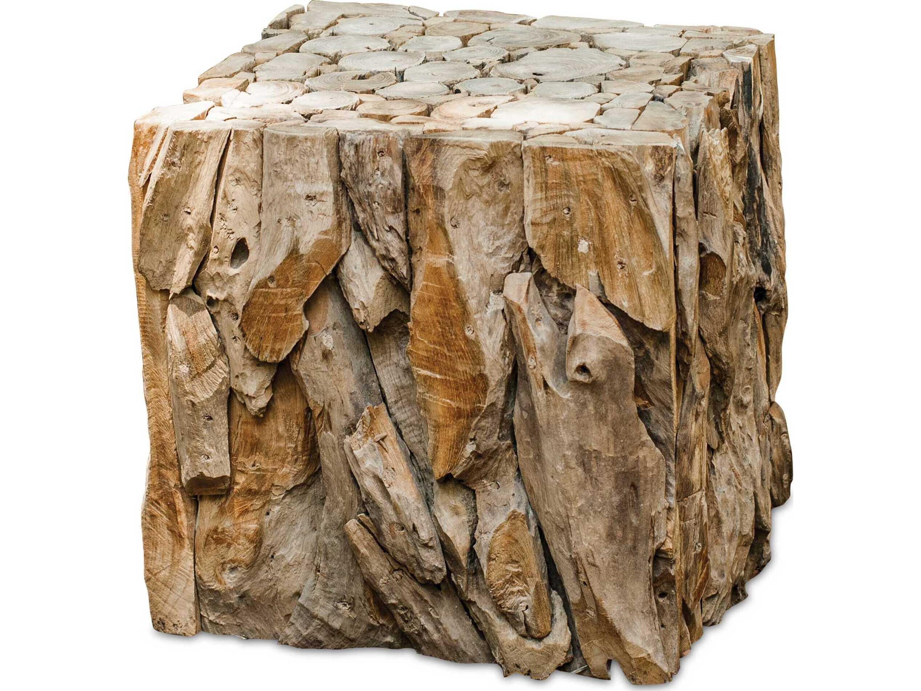 Teak Root Square Wood Natural End Table