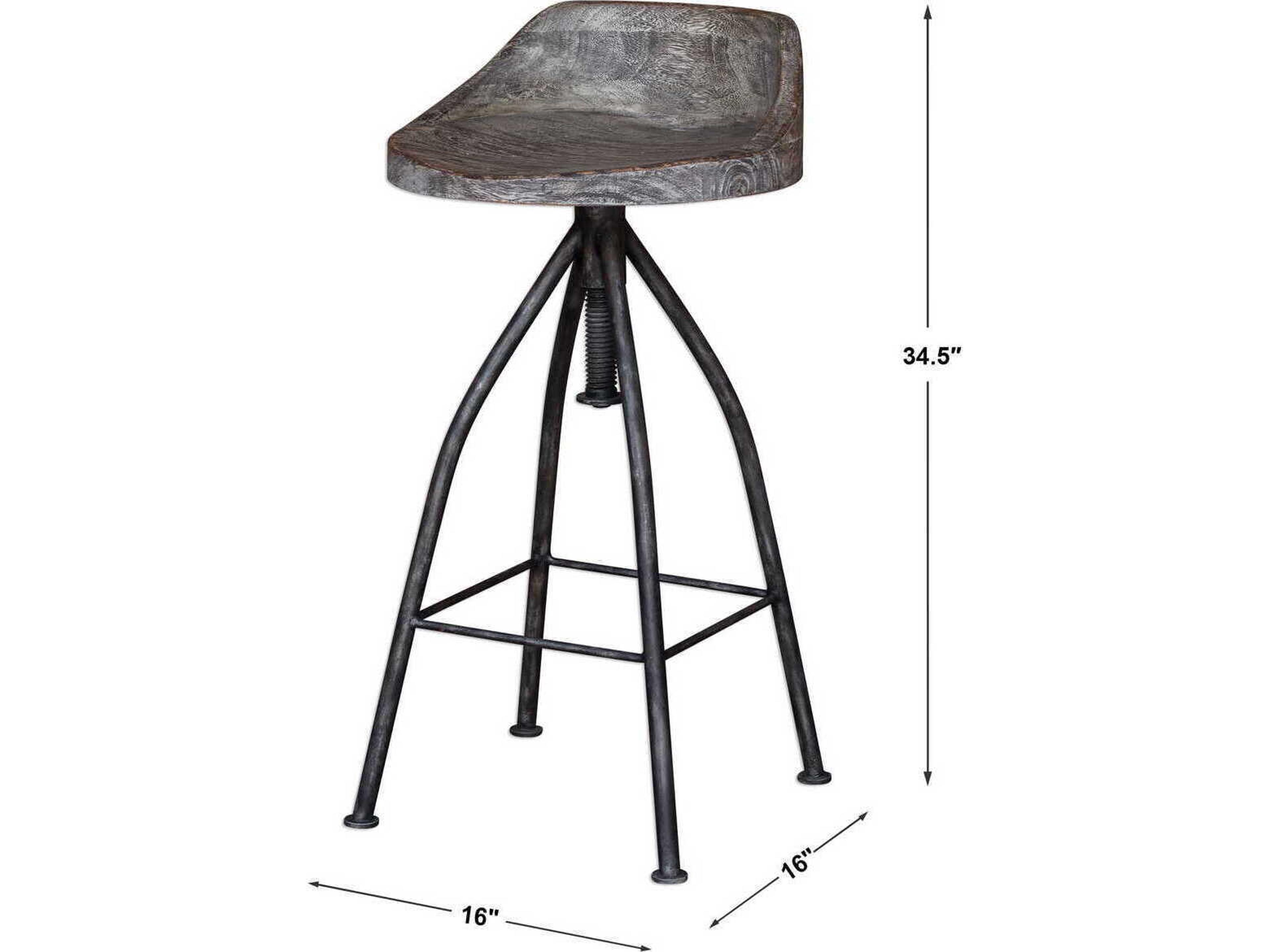 Uttermost Kairu Gray Glazed Driftwood Bar Stool