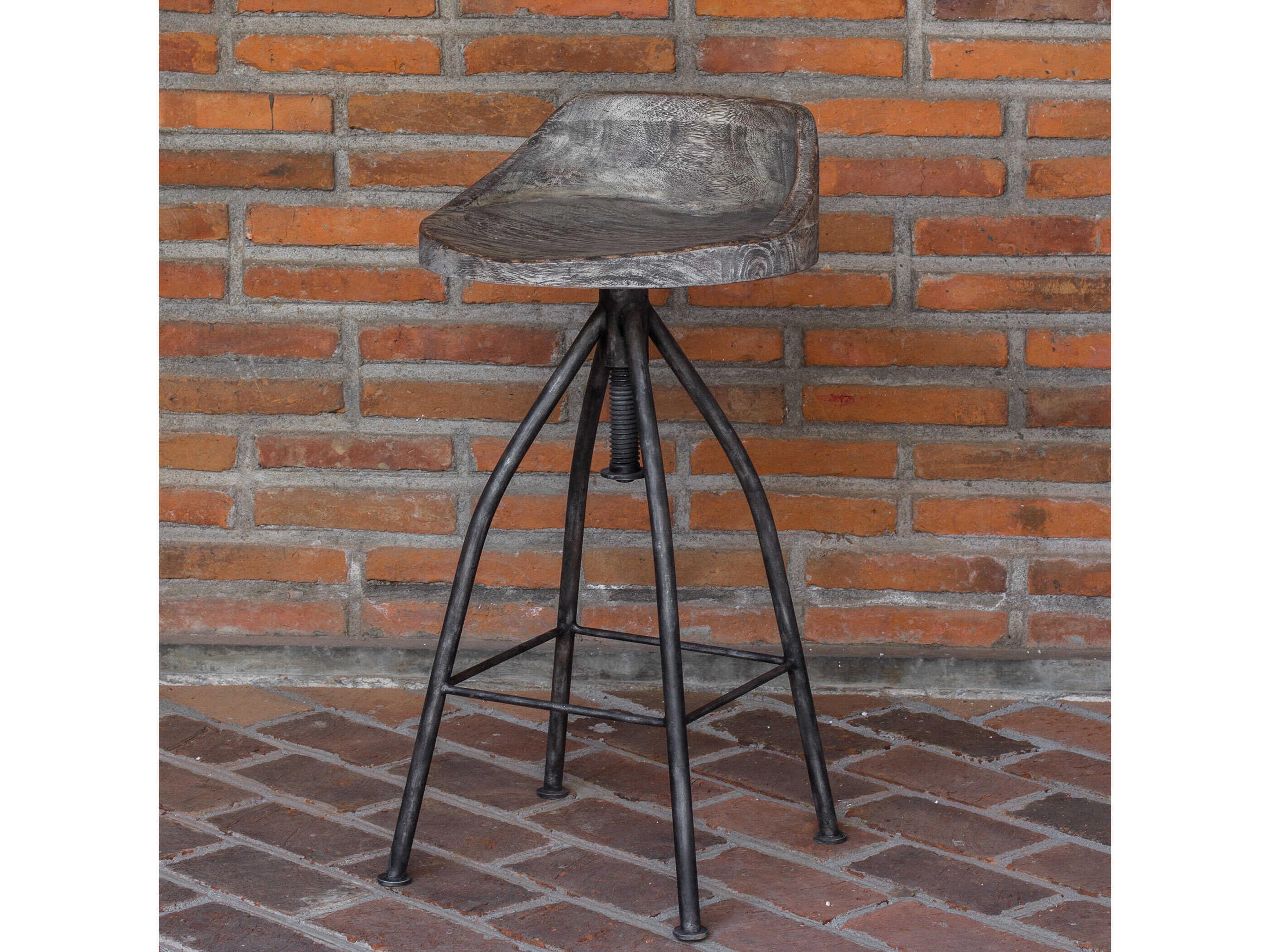 Uttermost Kairu Gray Glazed Driftwood Bar Stool