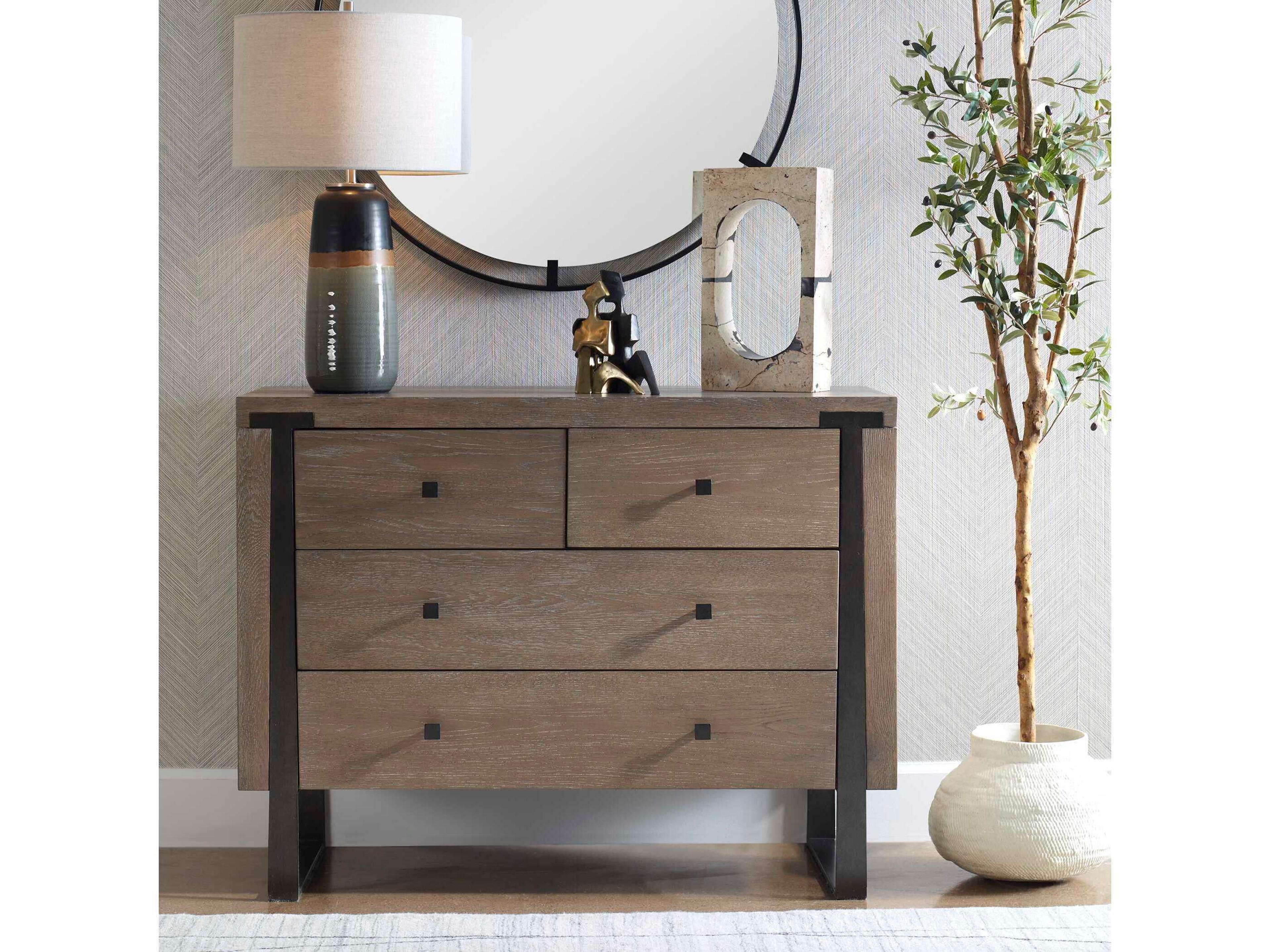 Uttermost Gabriel Light Oak Dark Bronze Wood Accent Chest