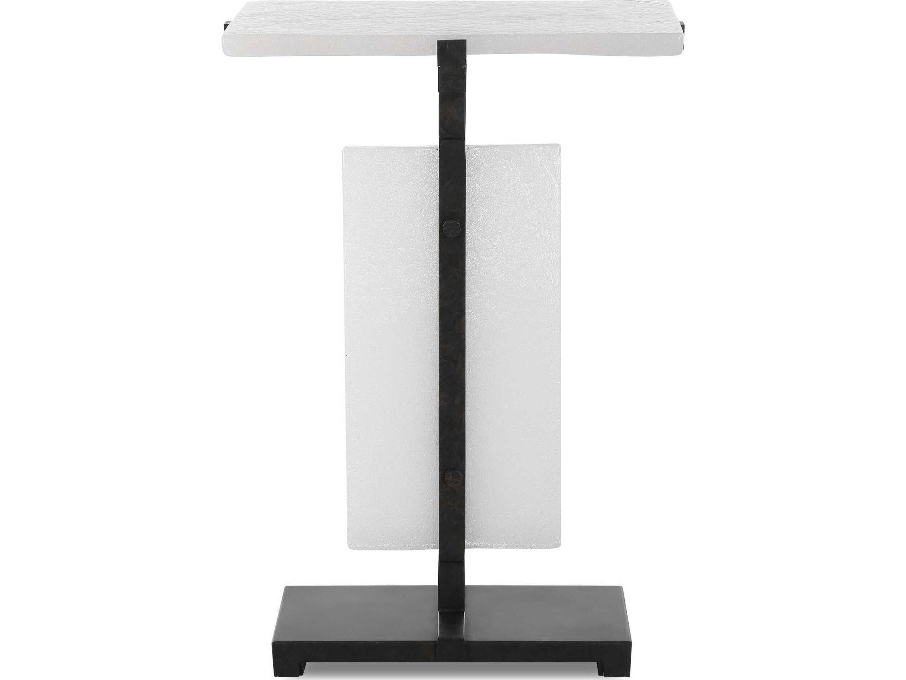 Elements Bubble Rectangular Glass Aged Bronze End Table