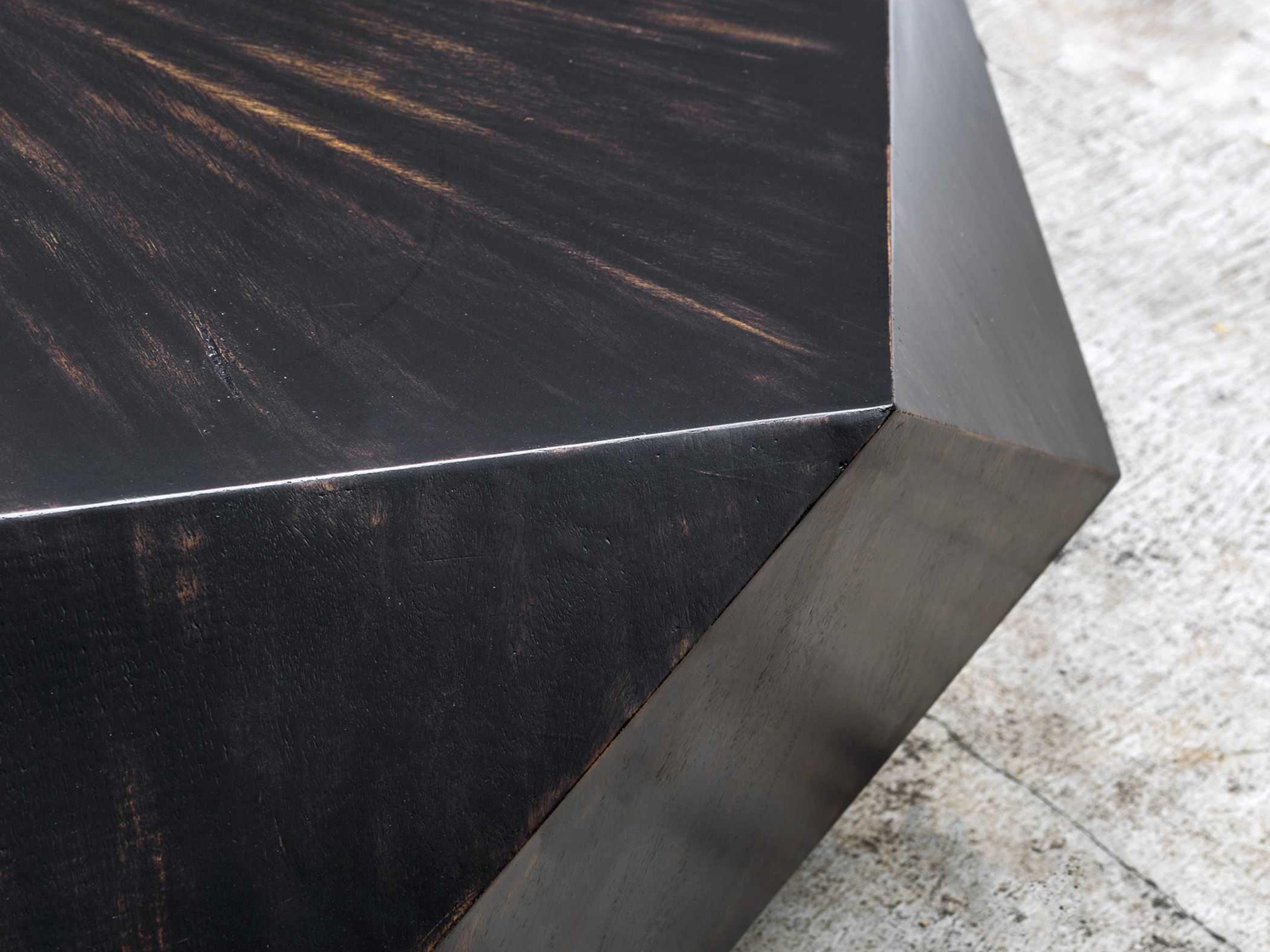 Uttermost Volker Hexagon Wood Worn Black Coffee Table