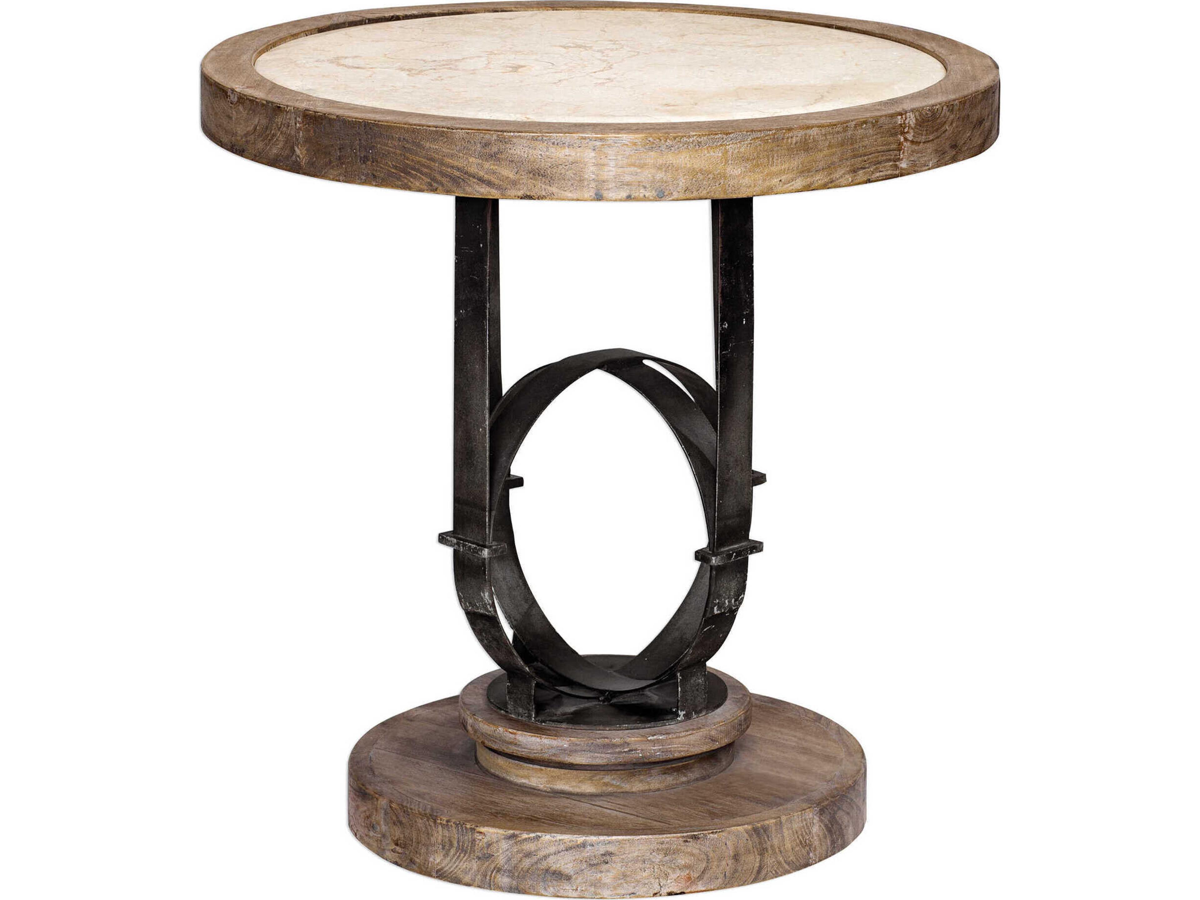 Sydney Round Stone Light Oak End Table