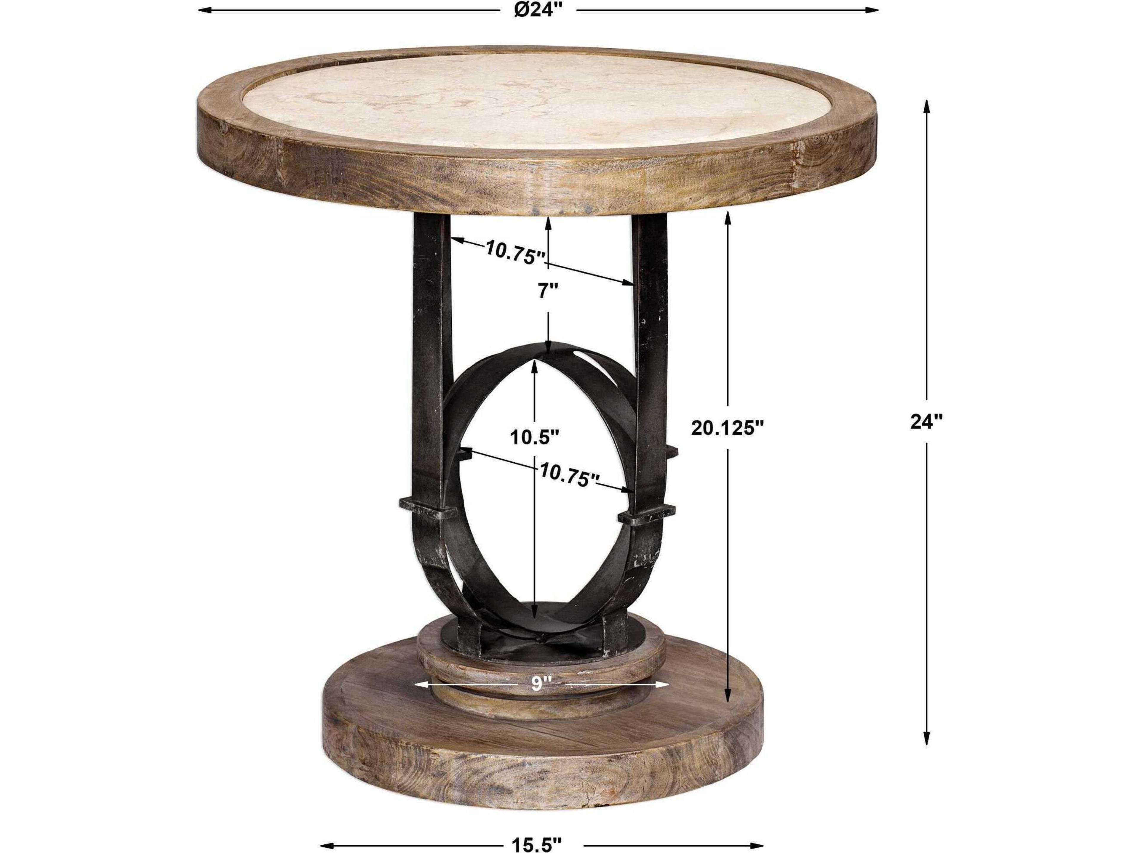 Uttermost Sydney Round Stone Light Oak End Table