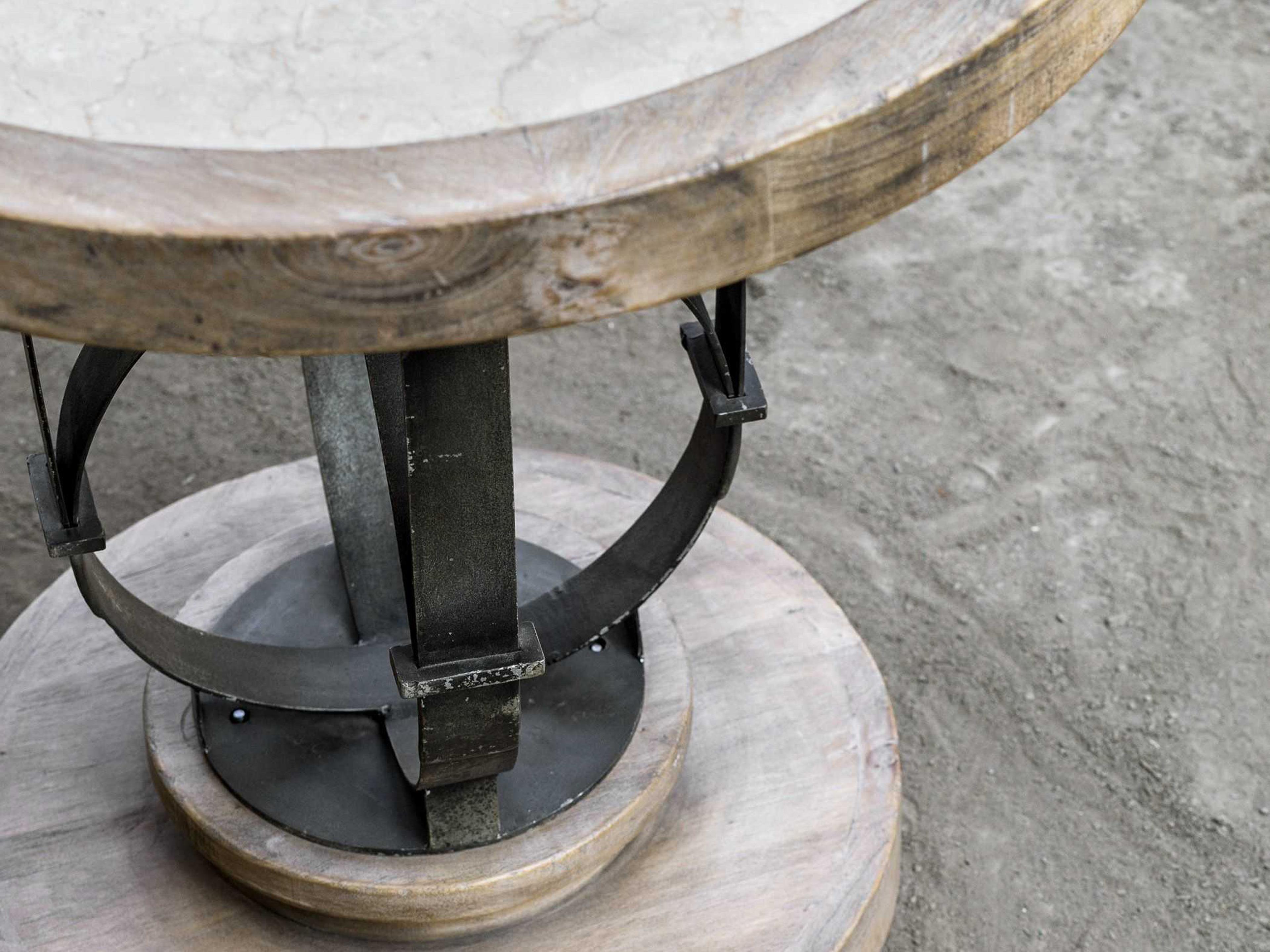Uttermost Sydney Round Stone Light Oak End Table