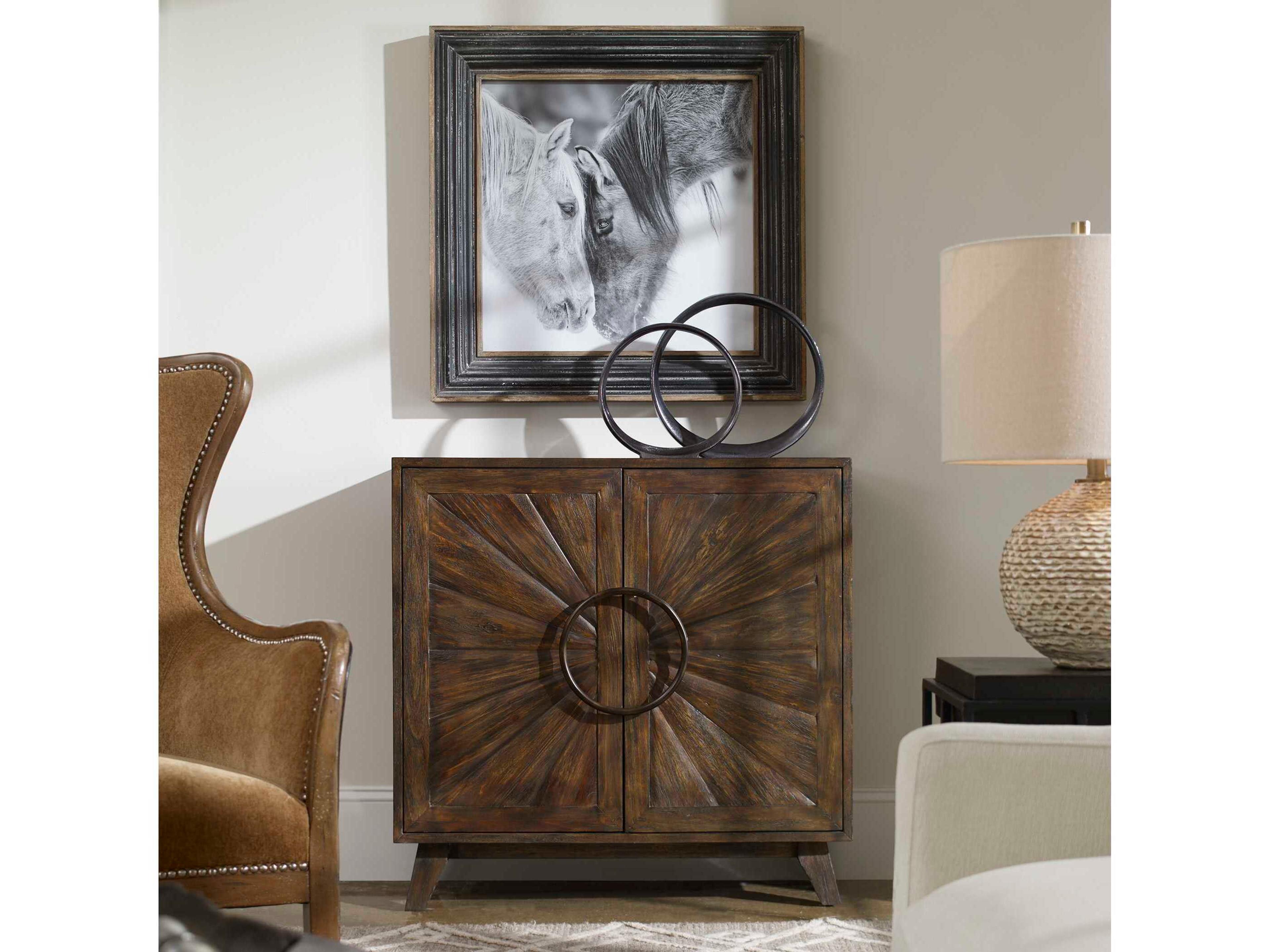 Uttermost Kohana Worn Black Brown Mango Wood Accent Chest