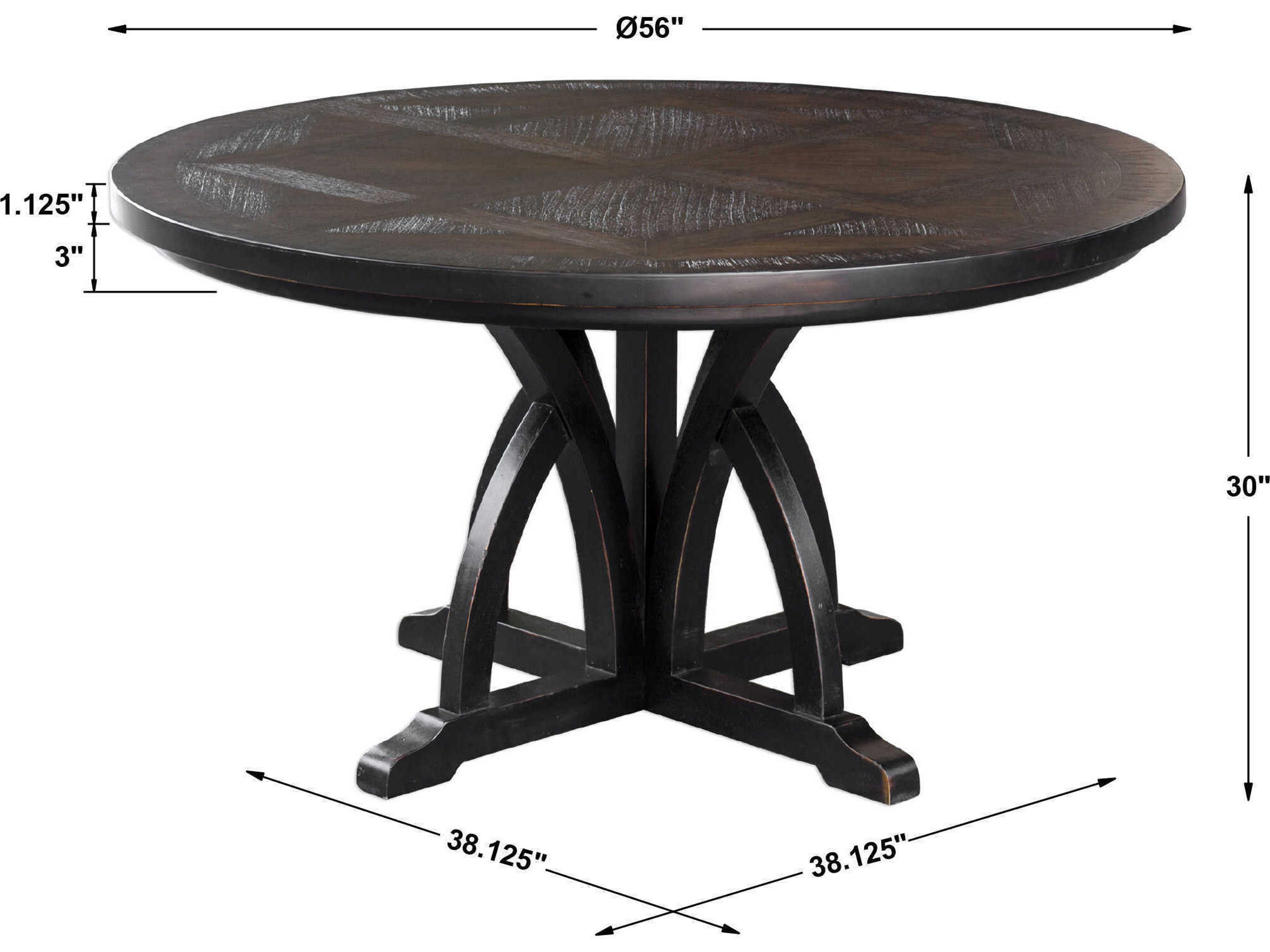 Uttermost Maiva Round Wood Weathered Black Dining Table