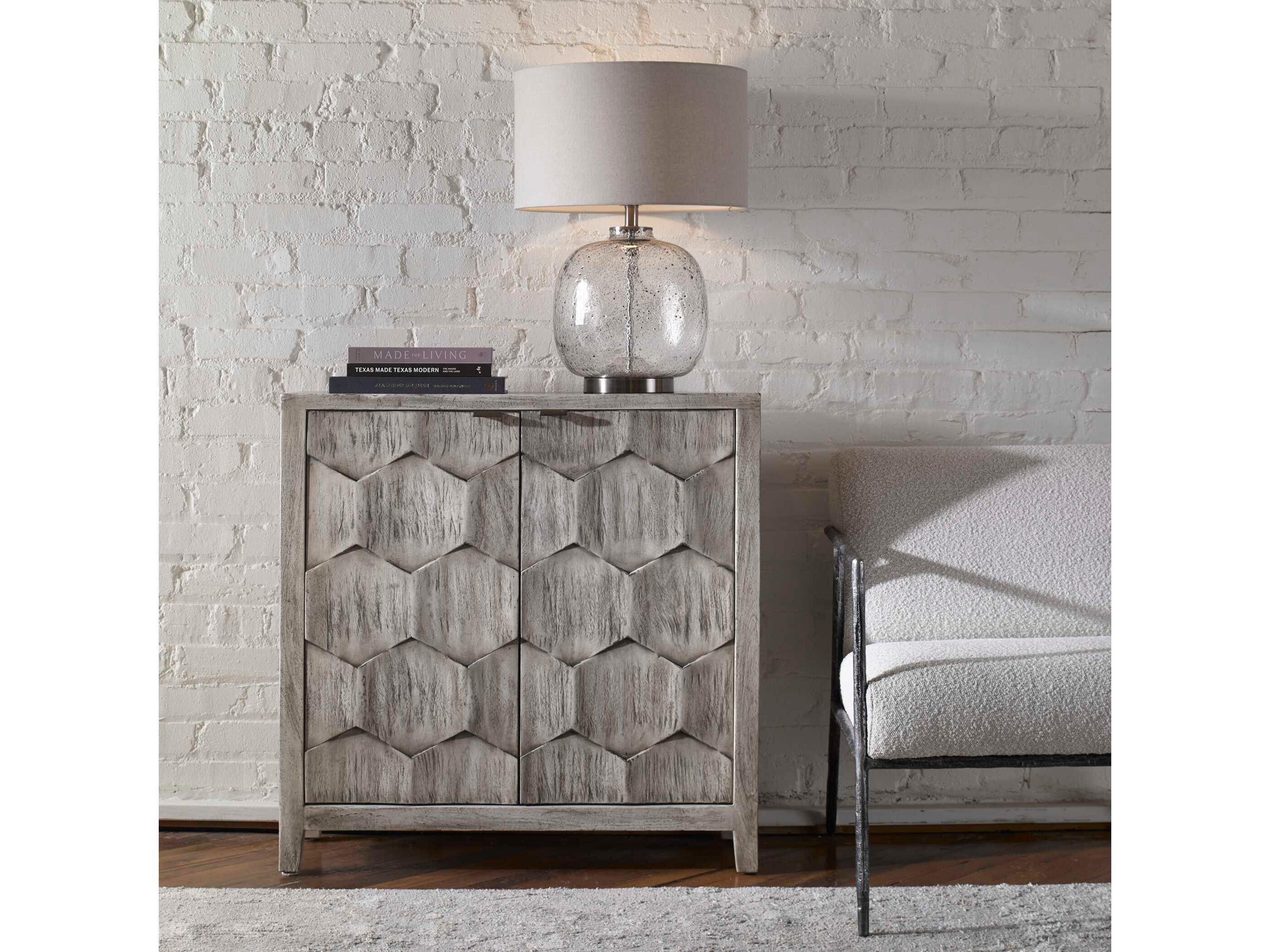 Uttermost Catori Smoked Ivory White Mahogany Wood Accent Chest