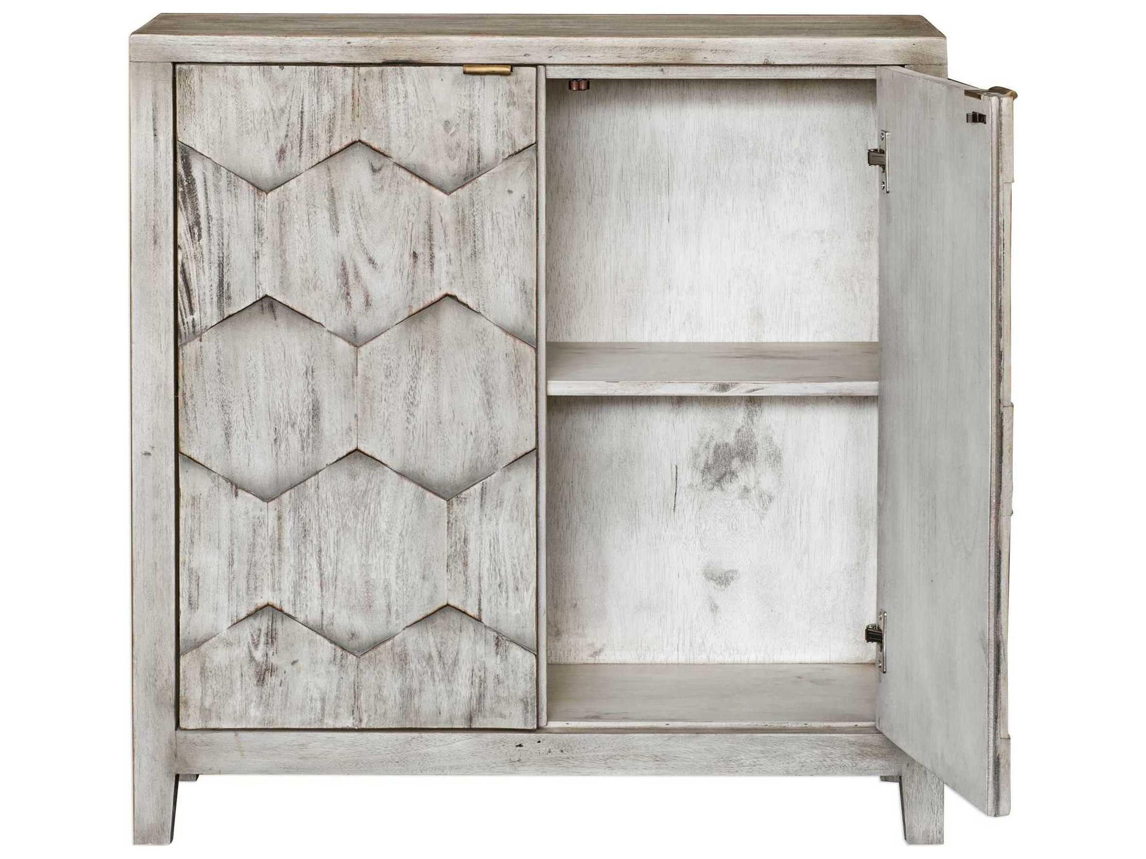 Uttermost Catori Smoked Ivory White Mahogany Wood Accent Chest