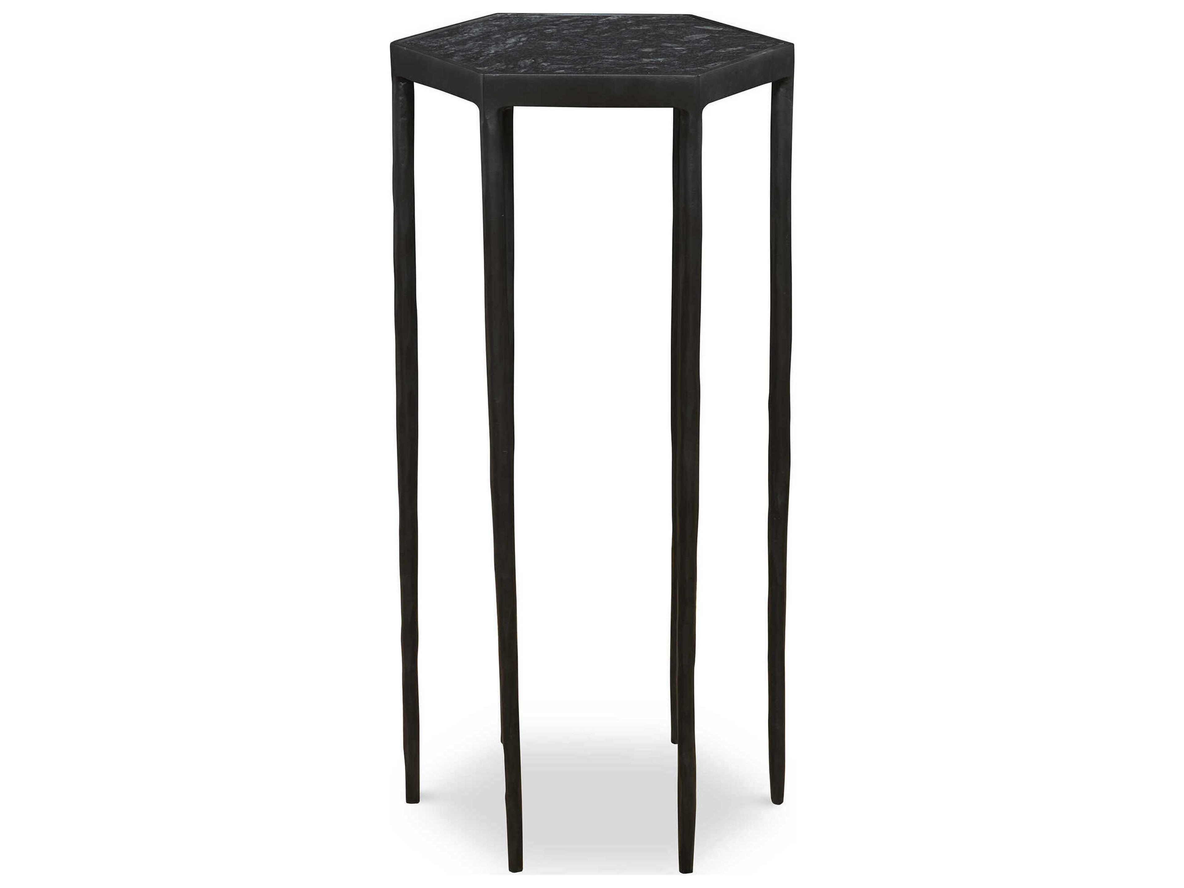 Aviary Hexagon Marble Satin Black End Table