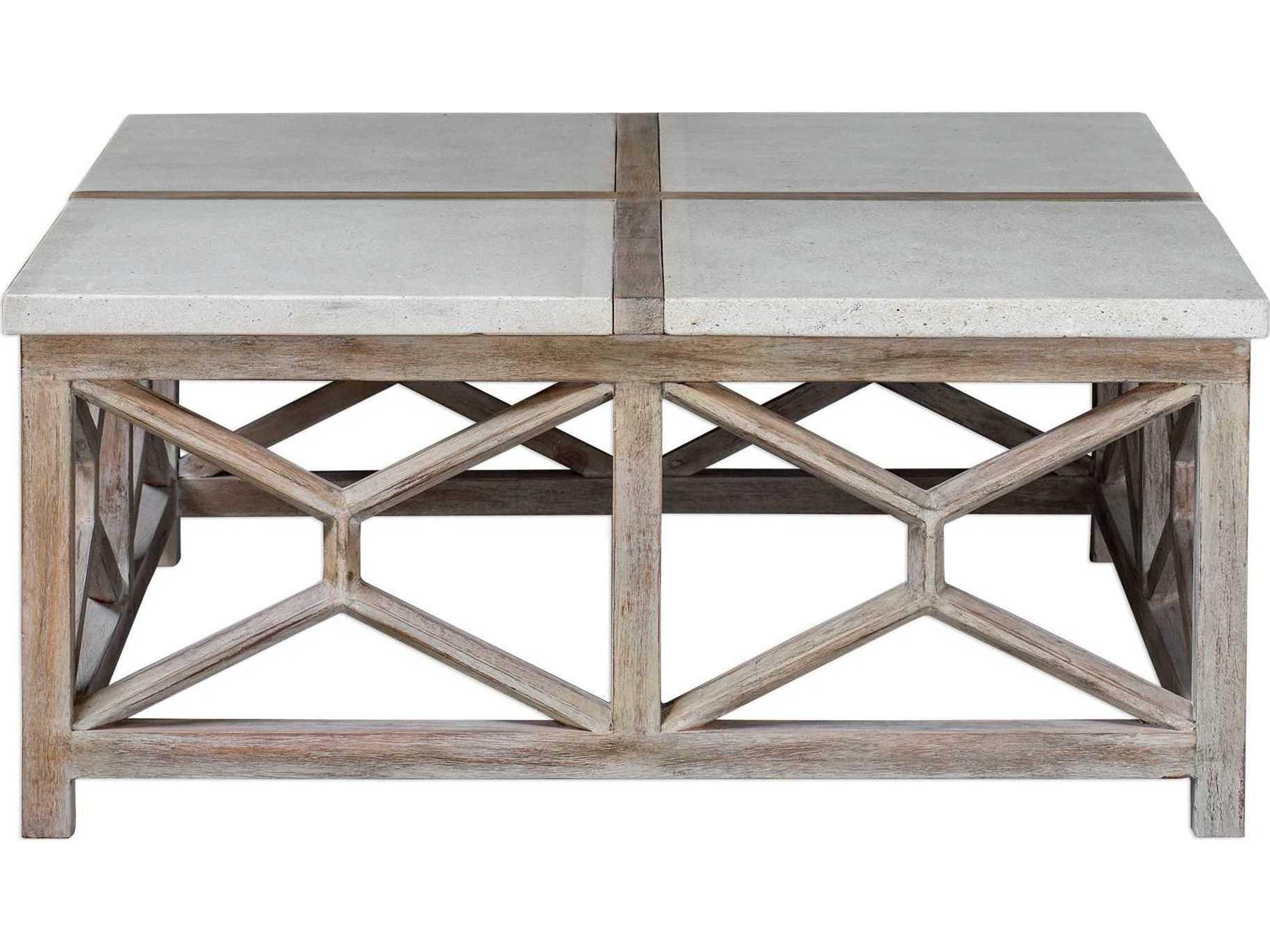 Uttermost Catali Square Stone Natural Warm Oatmeal Coffee Table