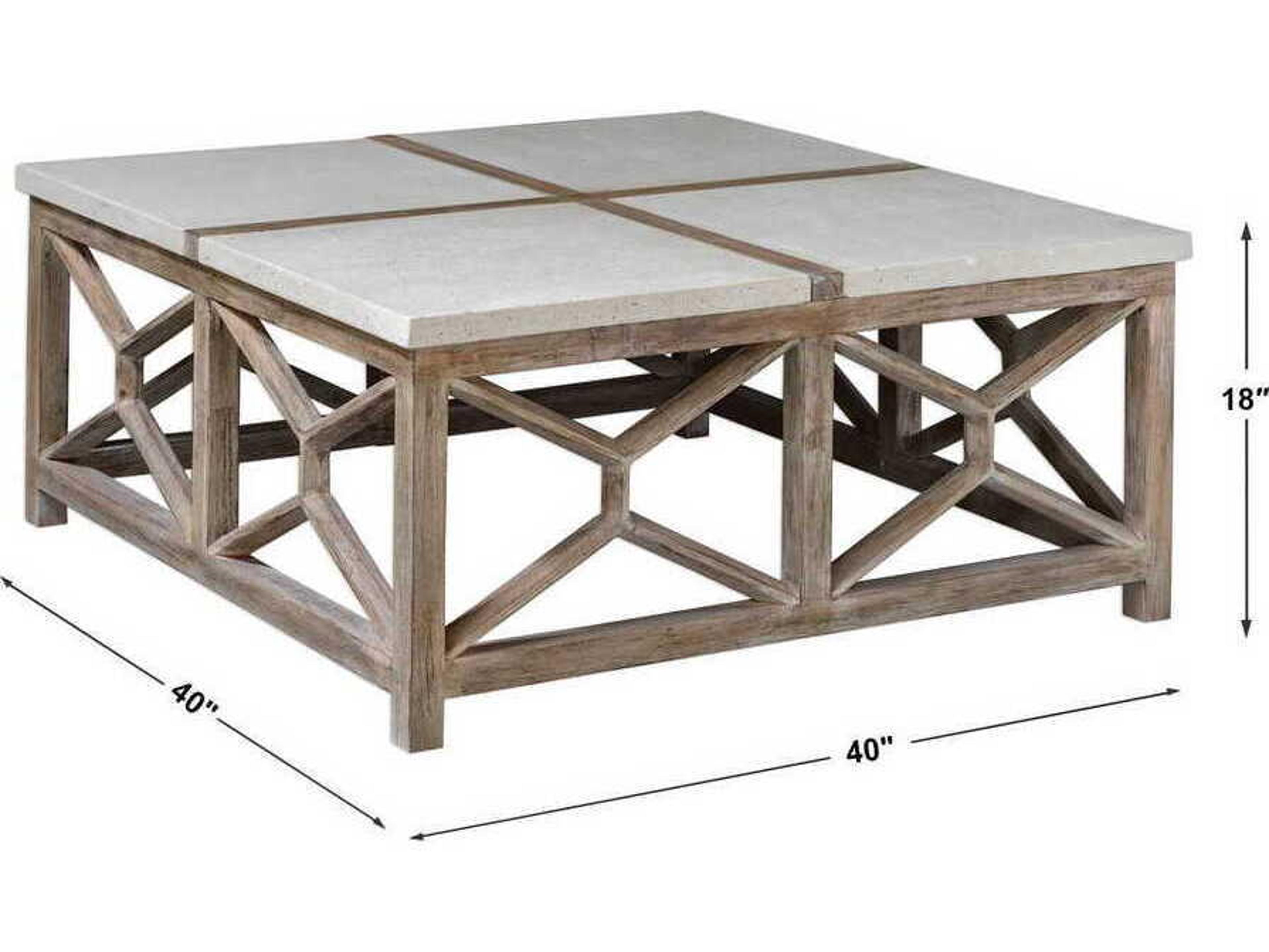 Uttermost Catali Square Stone Natural Warm Oatmeal Coffee Table