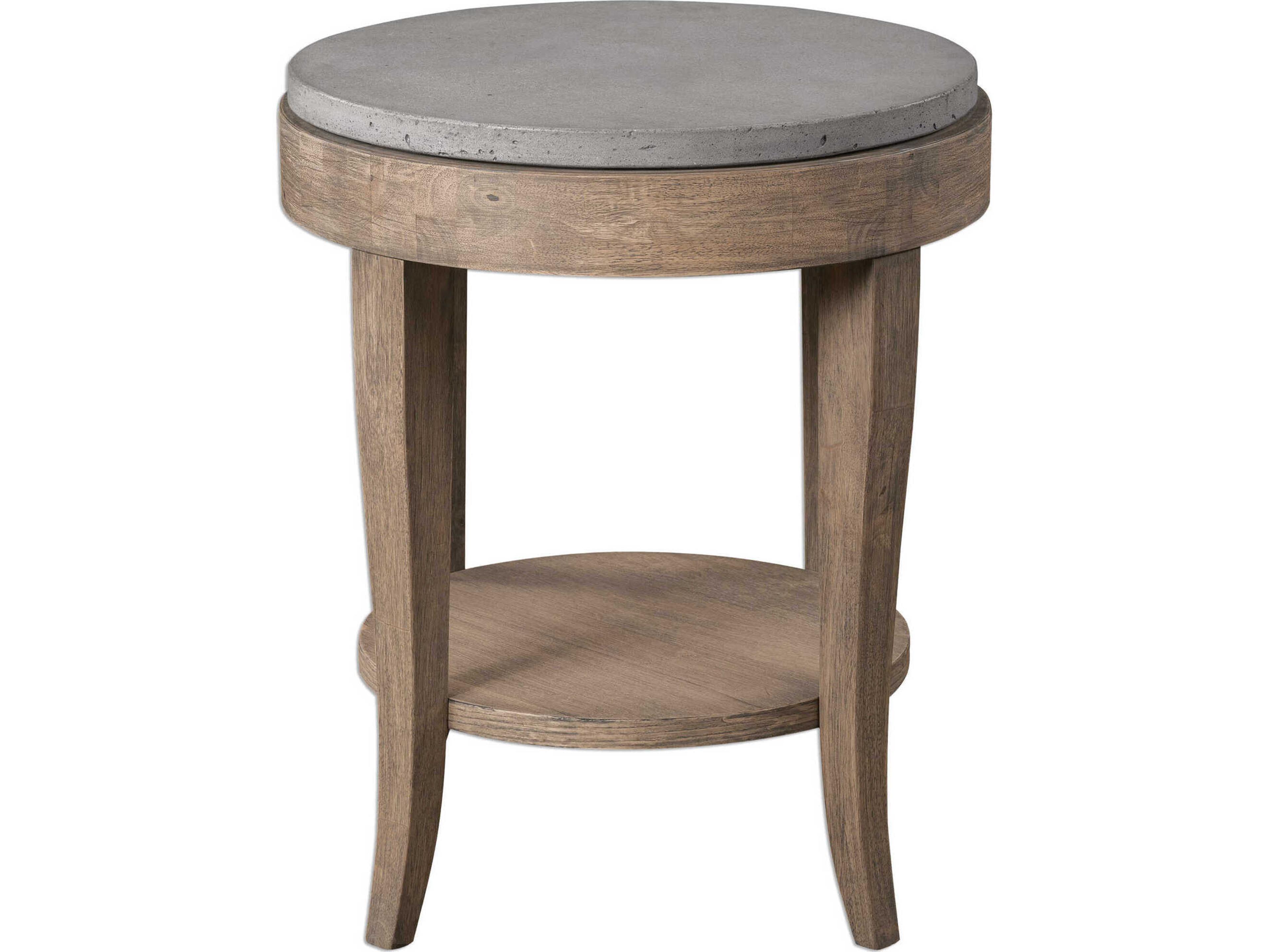 Uttermost Deka Round Concrete Natural Brown Glaze End Table
