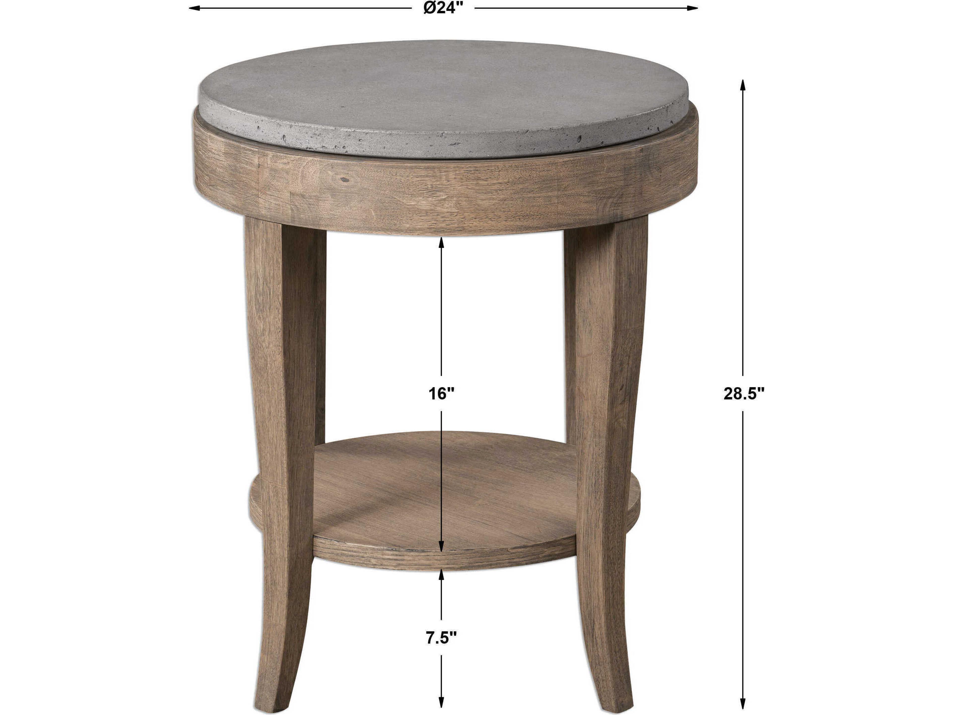 Uttermost Deka Round Concrete Natural Brown Glaze End Table