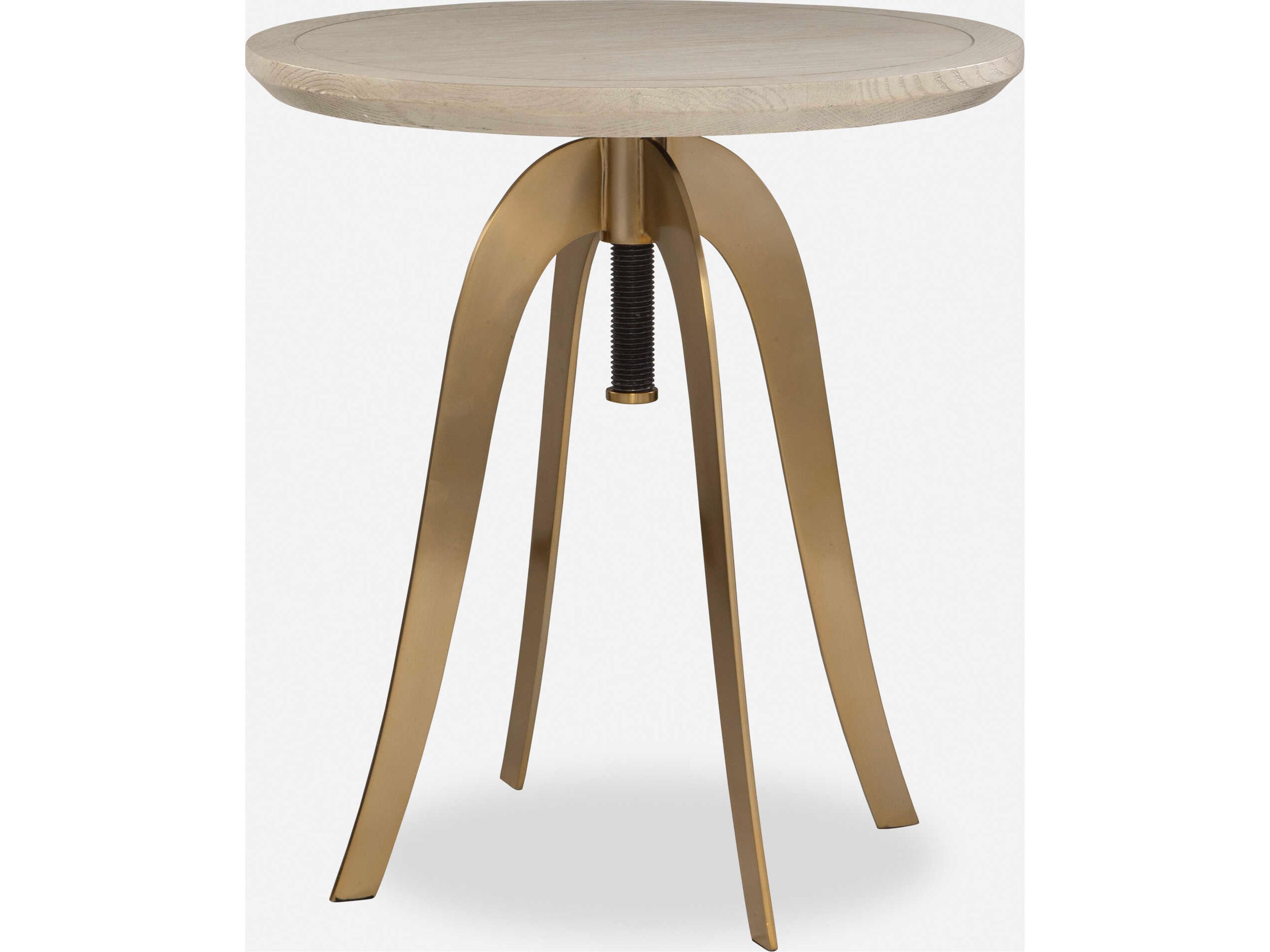 Alice Round Wood Brass End Table