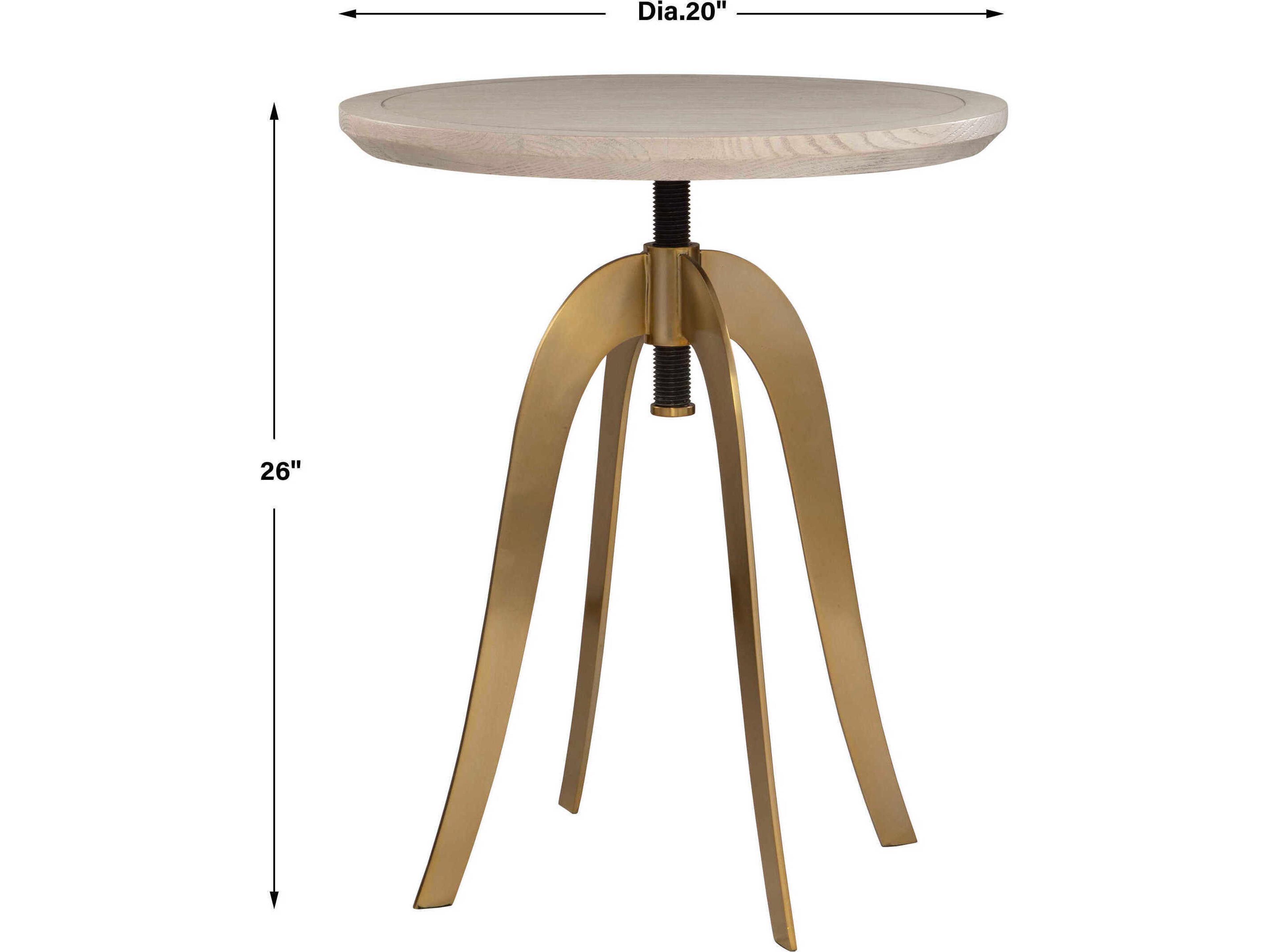 Uttermost Alice Round Wood Brass End Table