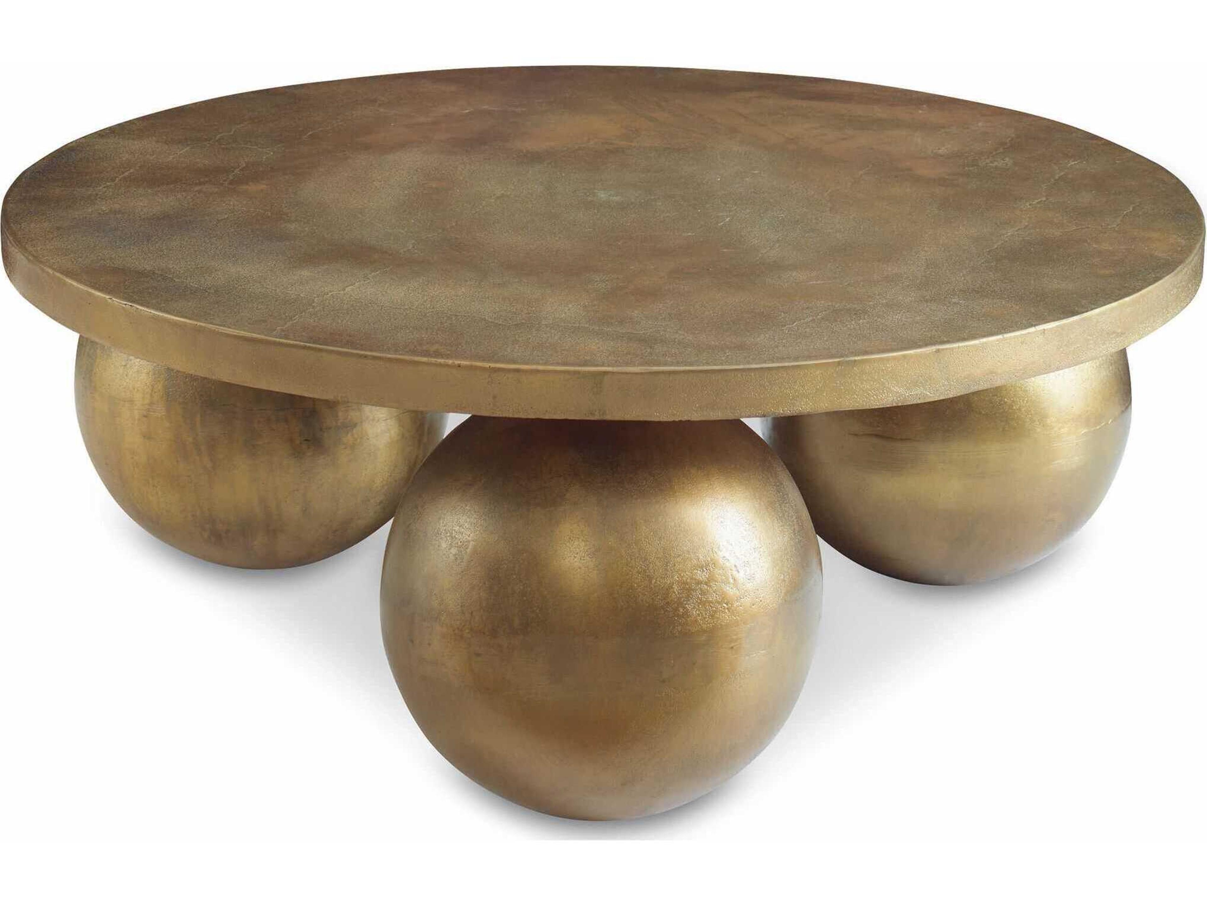 Uttermost Triplet Round Metal Antique Brass Coffee Table