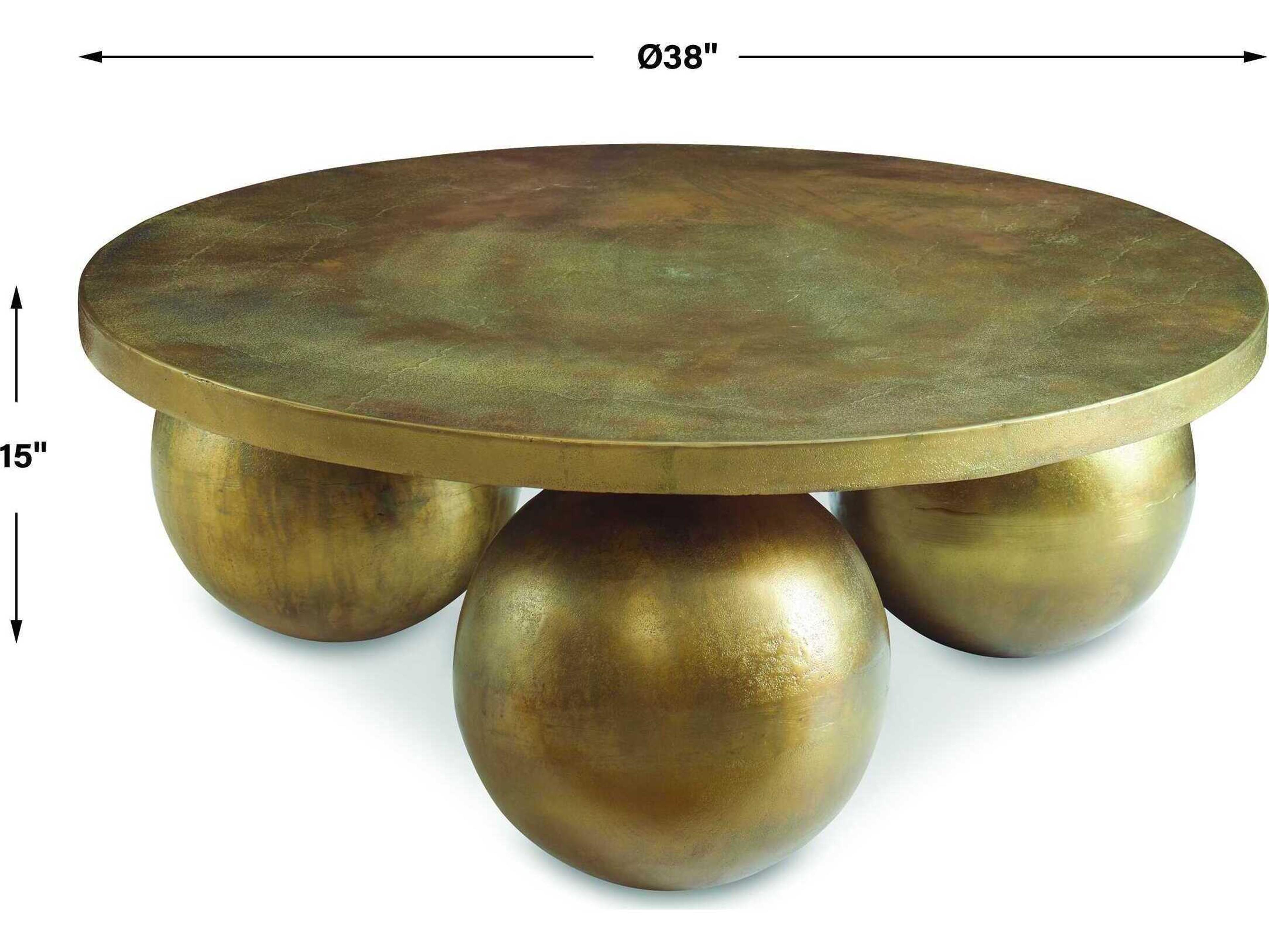 Uttermost Triplet Round Metal Antique Brass Coffee Table